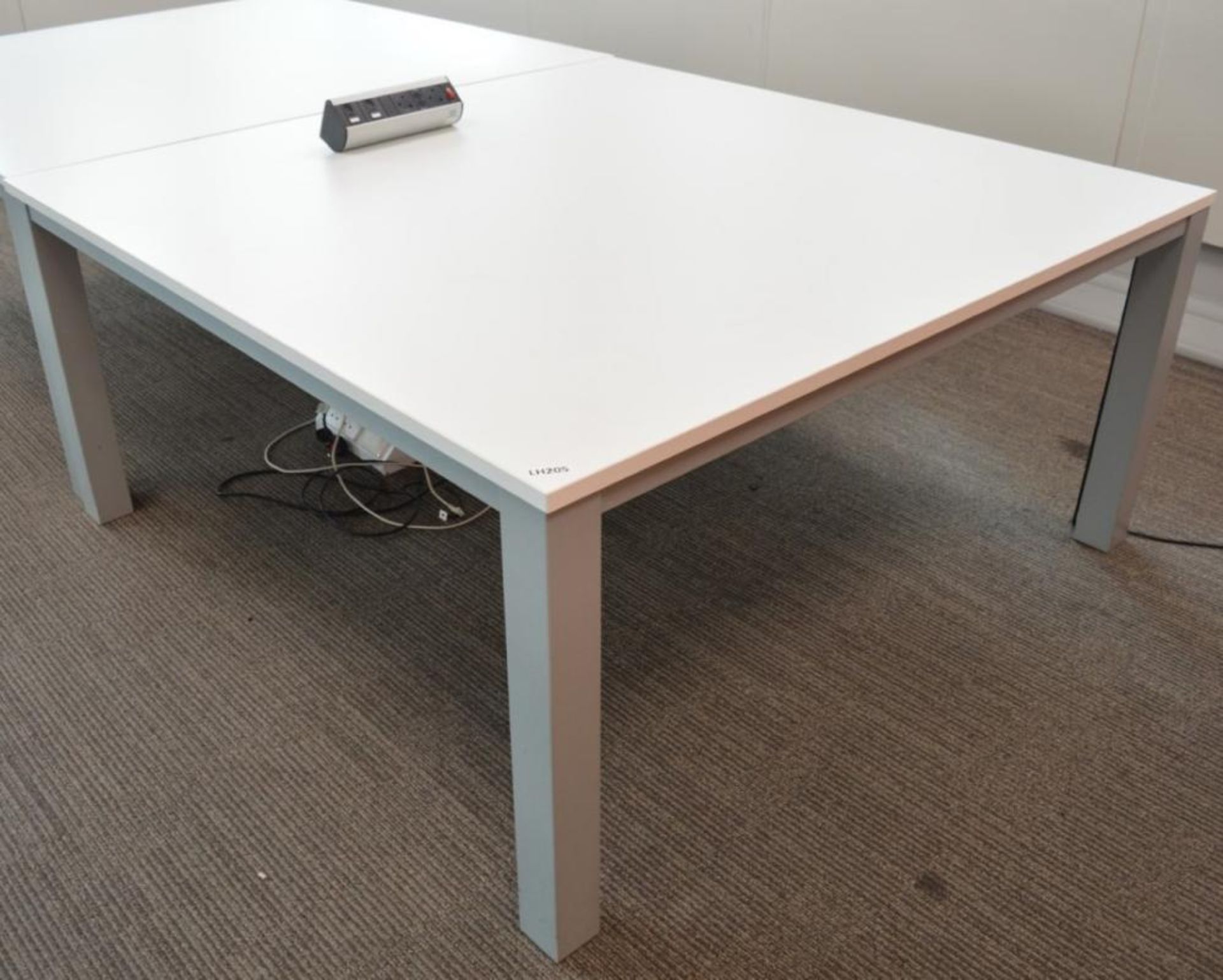 1 x Boardroom Meeting Table Finished With White Surface and Grey Metal Frame - H74 x L160 x W160 - Image 3 of 4