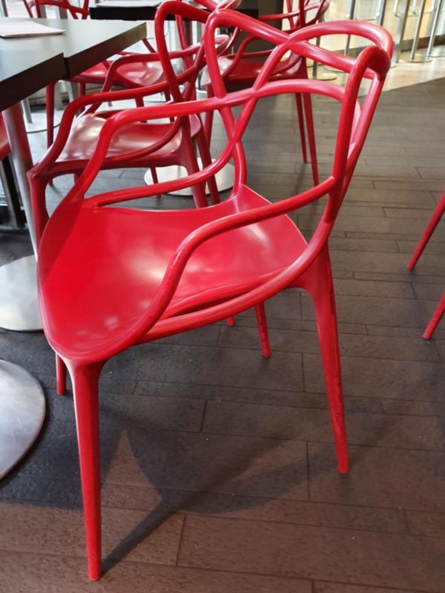 12 x Philippe Starck For Kartell 'Masters' Designer Bistro Chairs - Includes 10 x Red And 2 x Black - Image 4 of 6