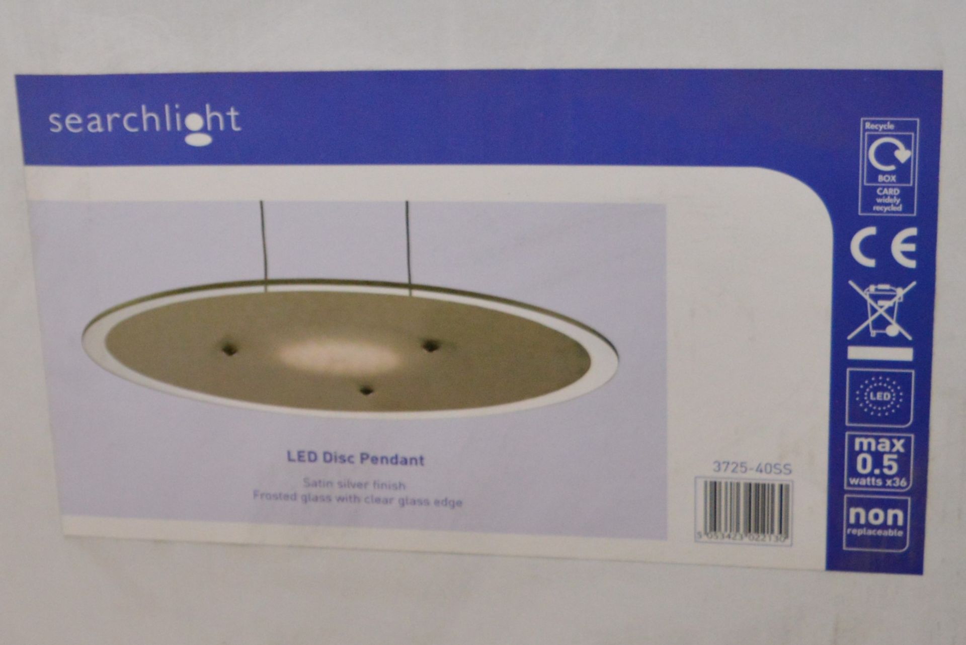 1 x Searchlight 3725-40SS 35 Light LED Ceiling Pendant Satin Silver - Brand New and Boxed - Ref L5 -