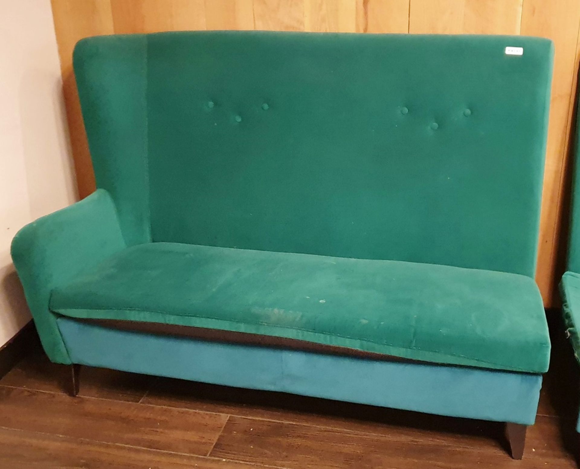 1 x Satelliet Retro 1960's Style High Back Sofa in Green - H110 x W335 x D70 cms - Ref PA134 / PA135 - Image 3 of 3