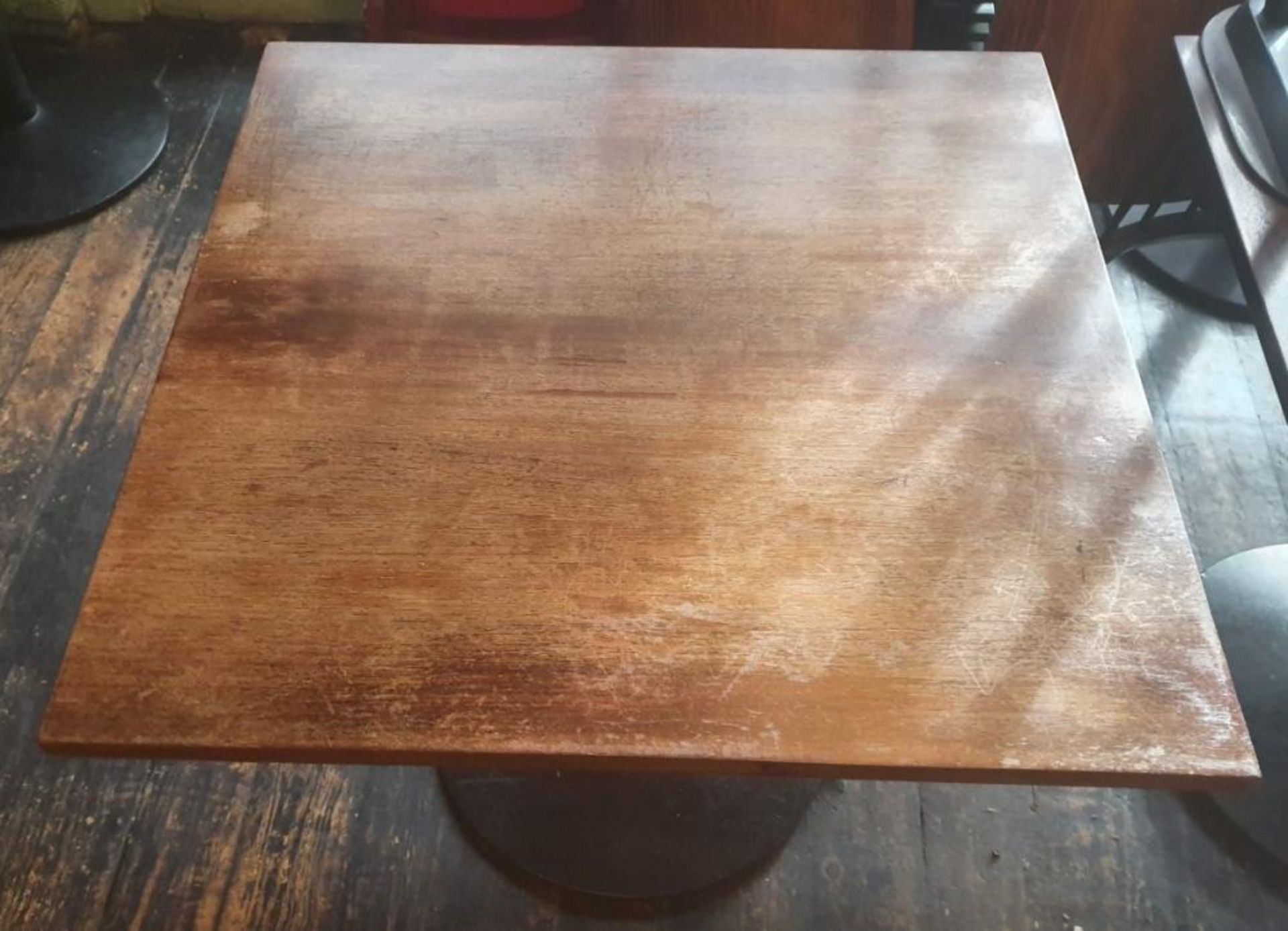 1 x Large Square Wooden Topped Bistro Table - Dimensions: 85 x 85 x H74cm - Recently Taken From A Co - Image 2 of 3