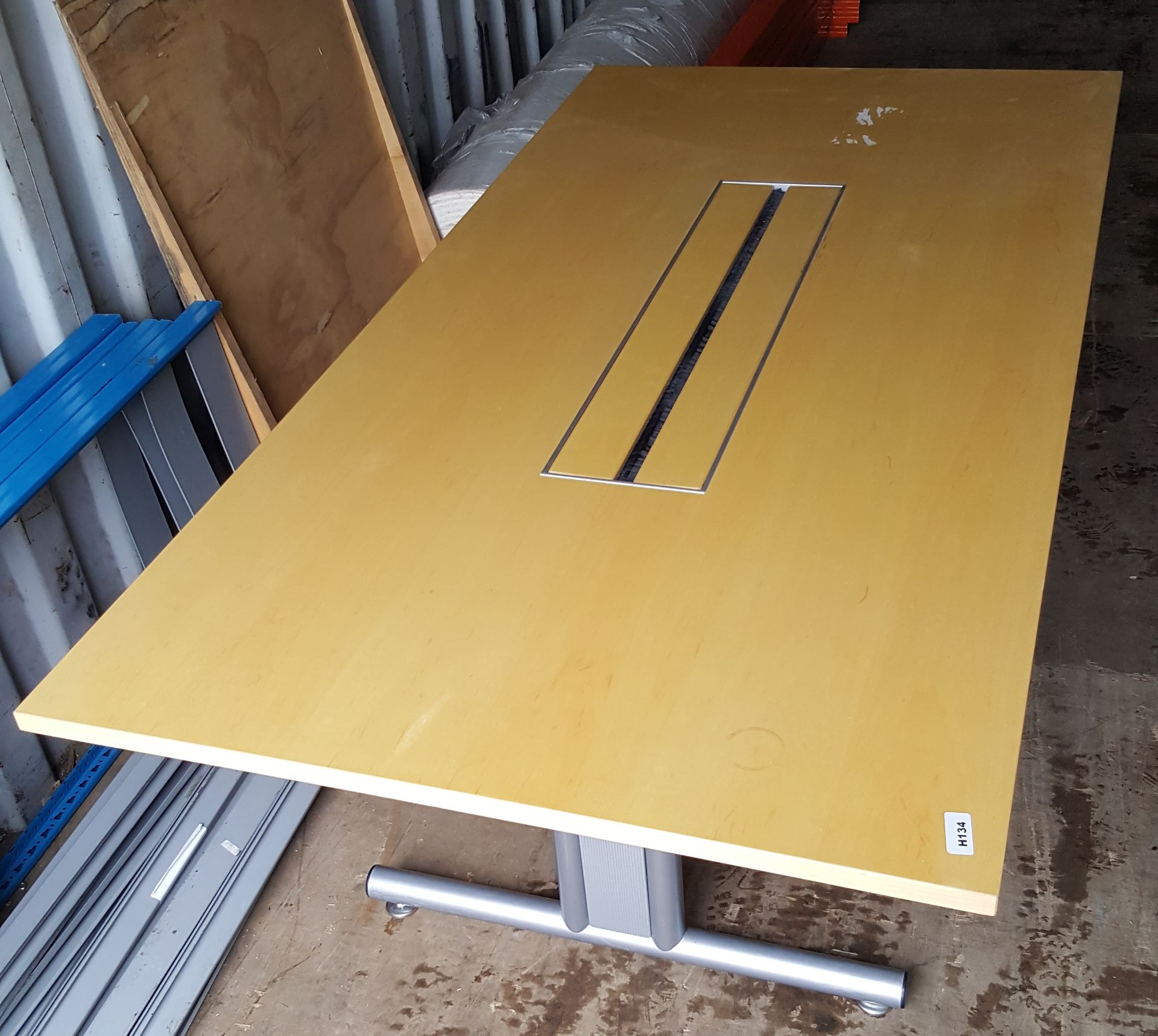 1 x Office Boardroom Meeting Table With Center Access For Cables - H73 x W200 x D100 cms - Ref H134 - Image 4 of 5