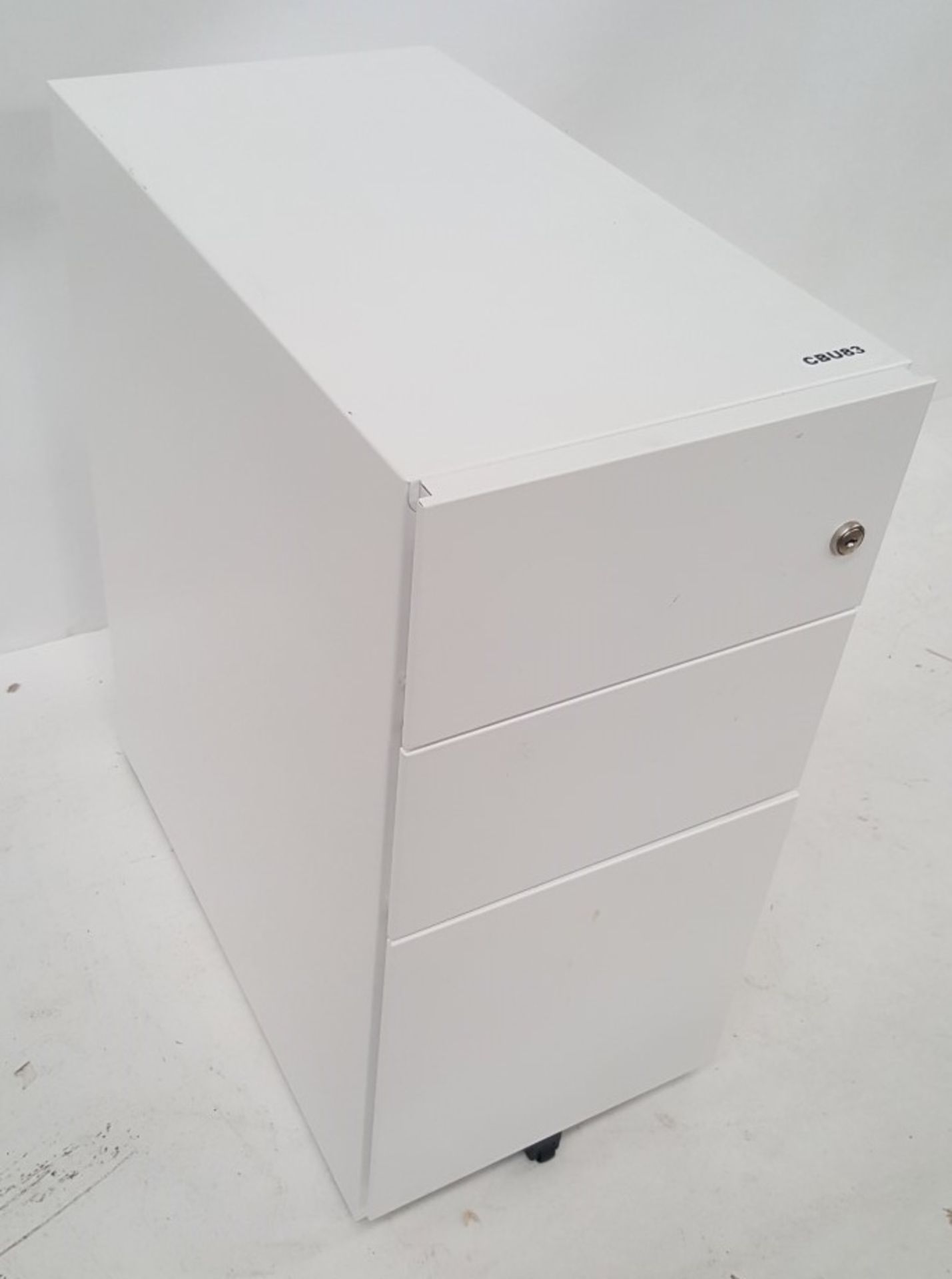 4 x Premium Metal Office 3-Drawer Pedestal In White - Dimensions: L56/W30/H64cm - Ref CBU83/1 - Bild 3 aus 4