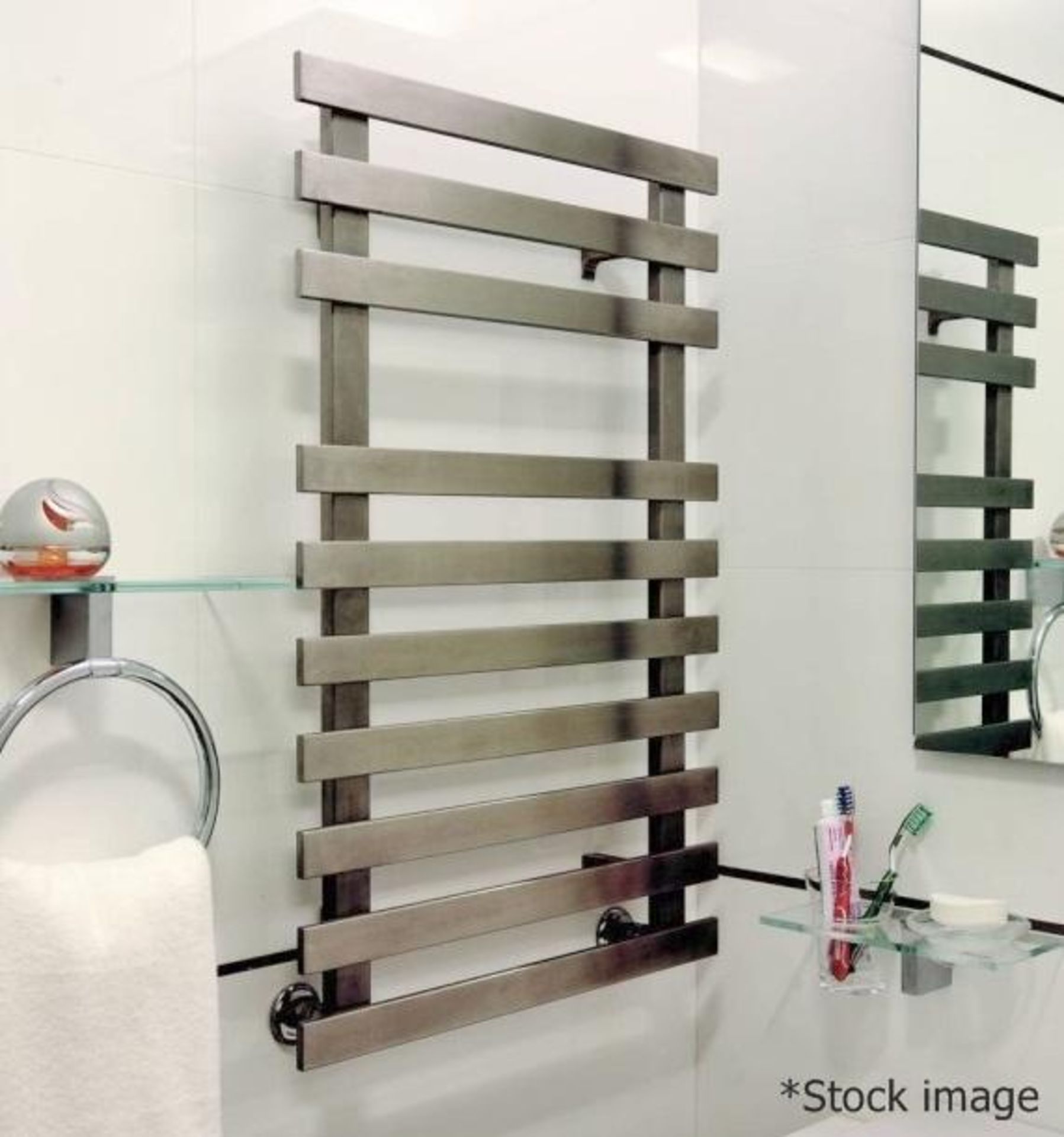 1 x Accuro-Korle Premium Handcrafted Towel Radiator In Brushed Stainless Steel - Dimesion: 840 x 500