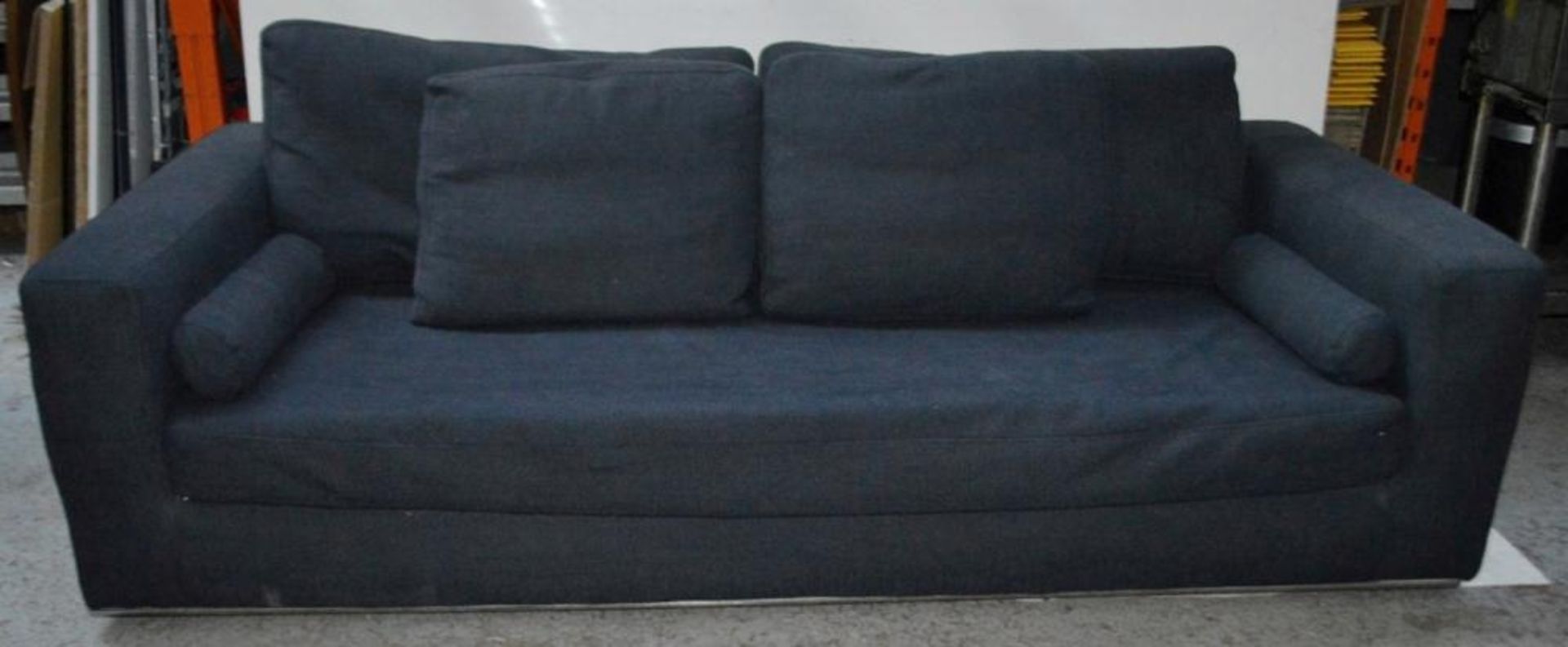 1 x Eichholtz Designer Sofa In A Dark Grey With Chrome Base - Dimensions: 230x100x60cm - Pre-owned *