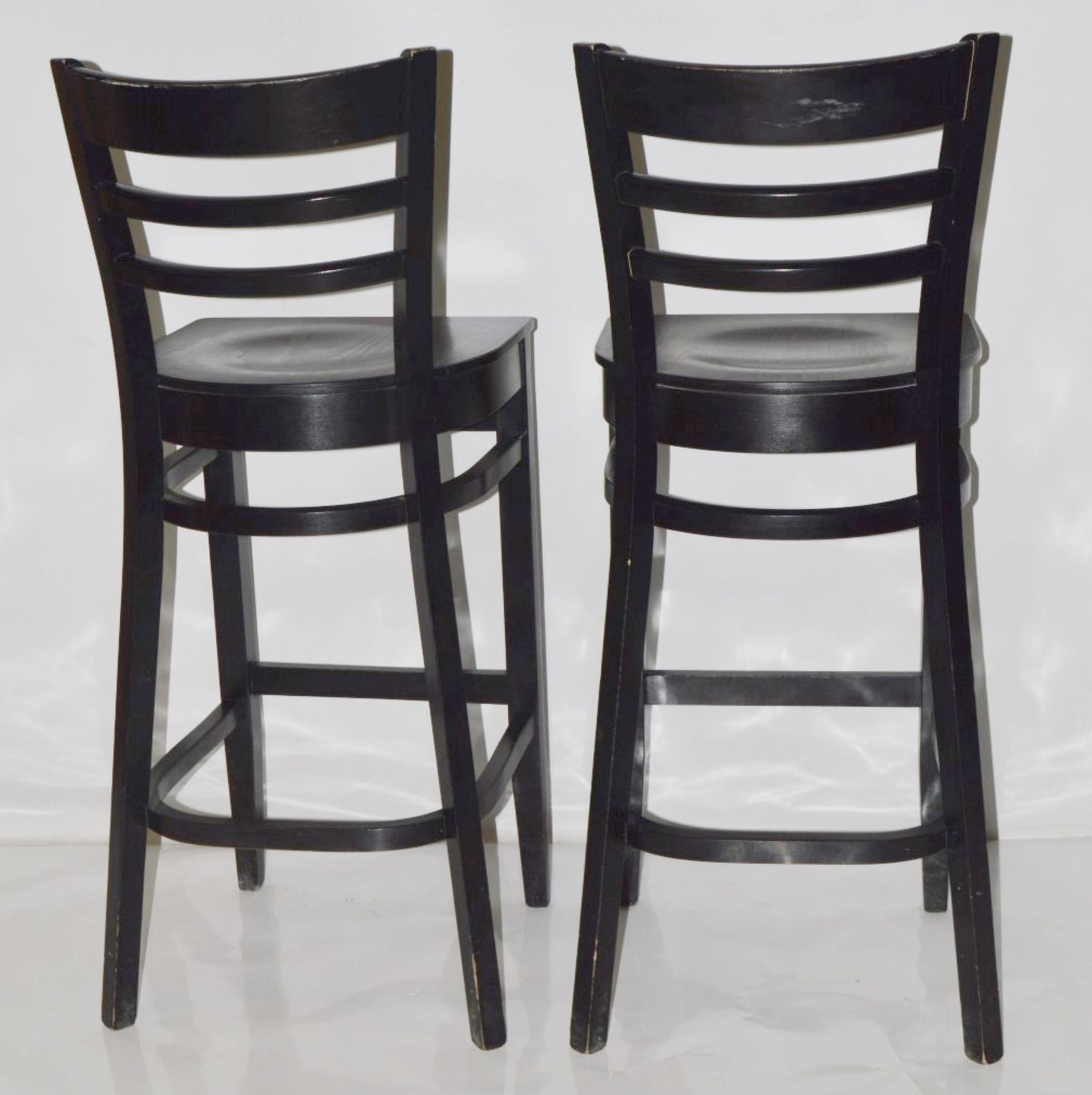 6 x Stylish Wooden Bar Stools In Black - Removed From A Leading Patisserie In London - Image 5 of 5