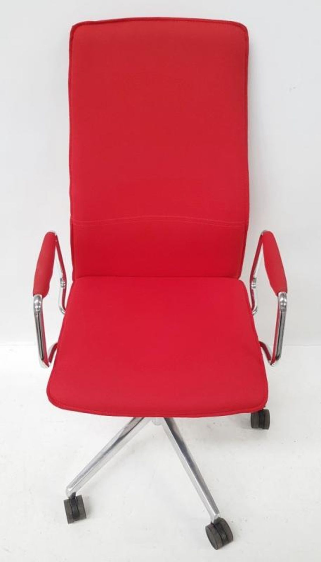 4 x 'Sven Christiansen' Premium Designer High-back Office Chairs In Red (HBB1HA) - Used, In Very Goo - Image 3 of 8