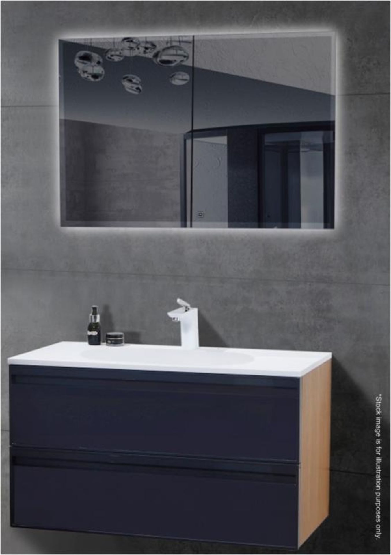 1 x Quartz Stone Topped Wall Hung Bathroom Vanity Unit With A Stone Resin Basin And Soft Close Drawe