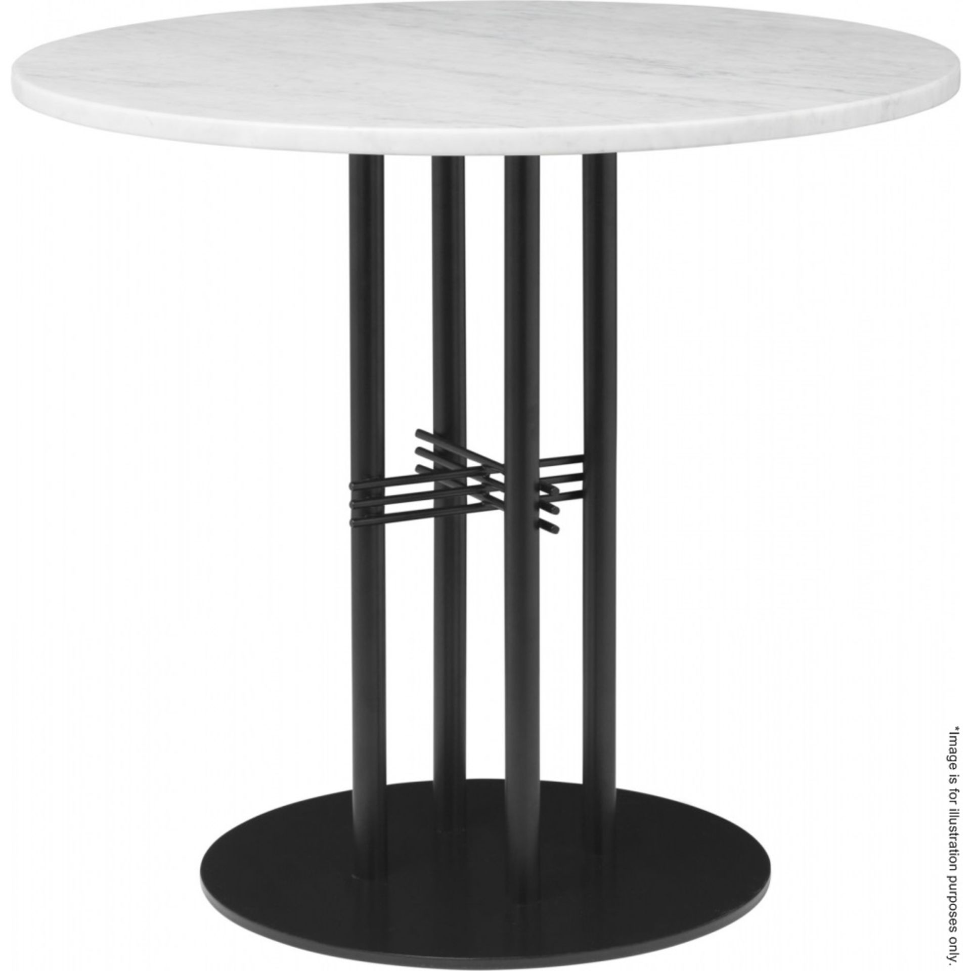 1 x GUBI 'TS Column' Designer Bar Table With A Carrera White Marble Top And Base - RRP £1,230.00