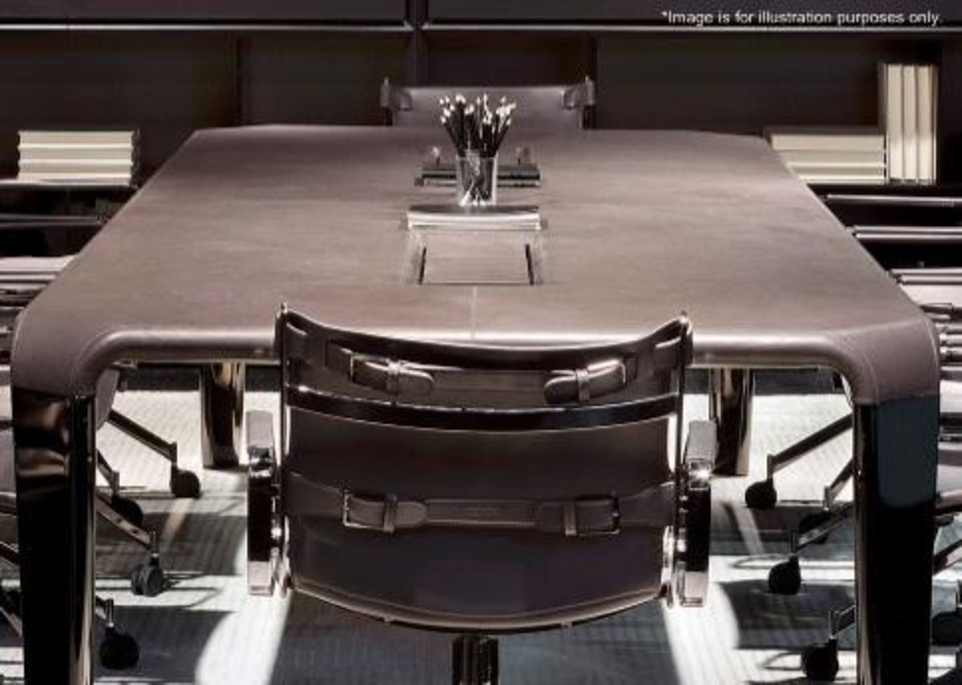 1 x FENDI "Serengeti" Leather Upholstered Conference Table - 320x125cm - Read Description - Image 2 of 11