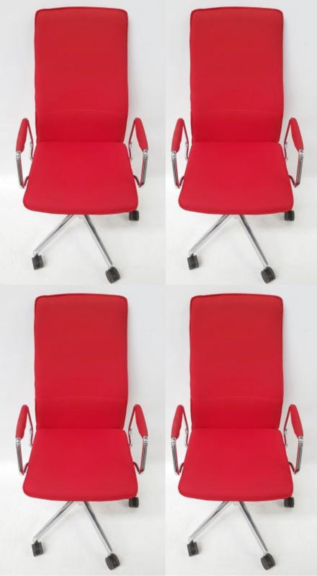 4 x 'Sven Christiansen' Premium Designer High-back Office Chairs In Red (HBB1HA) - Used, In Very Goo