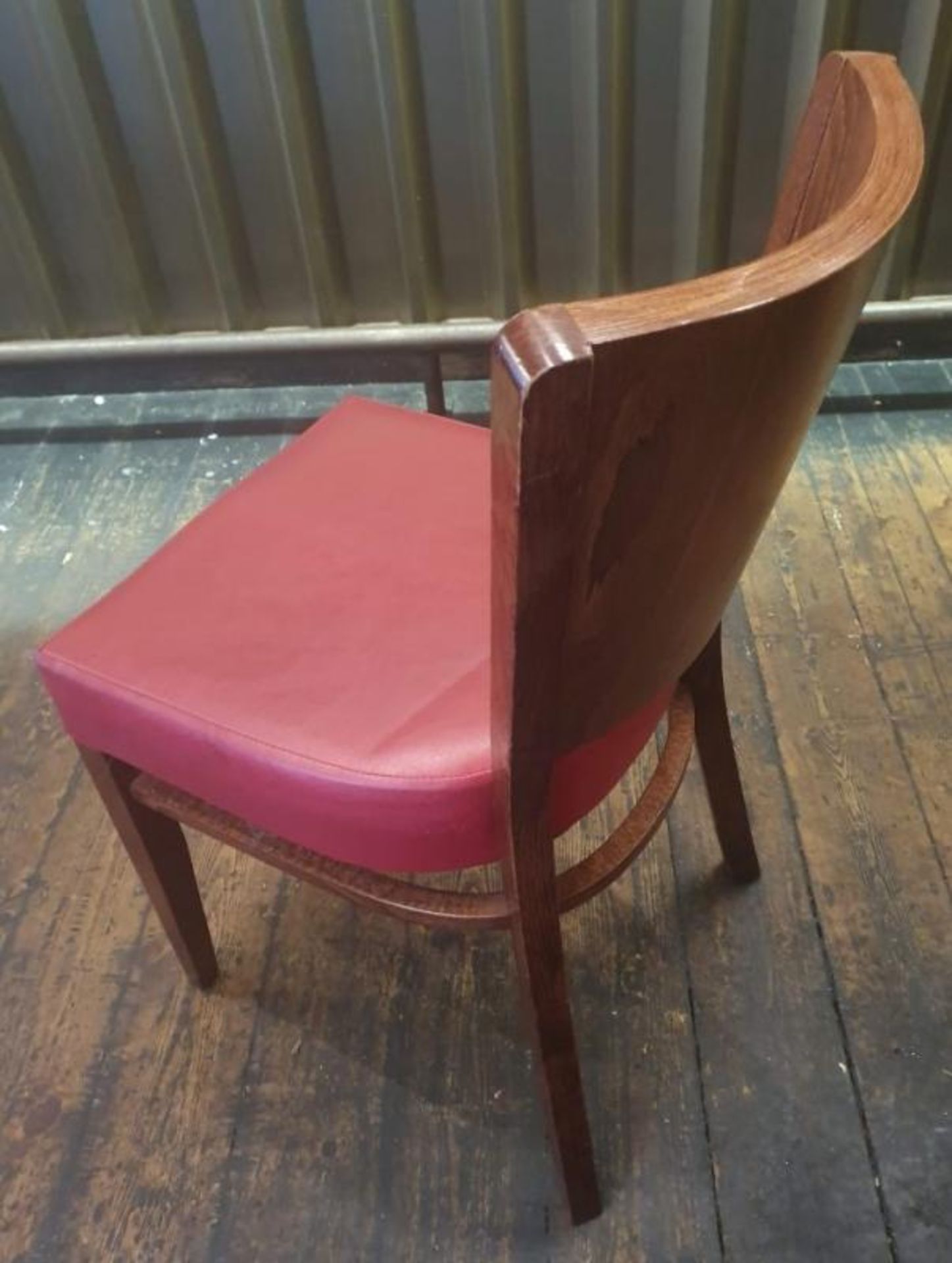 6 x Wooden Dining Chairs With Upholstered Seat Cushions In Red - Recently Taken From A Contemporary - Image 4 of 6