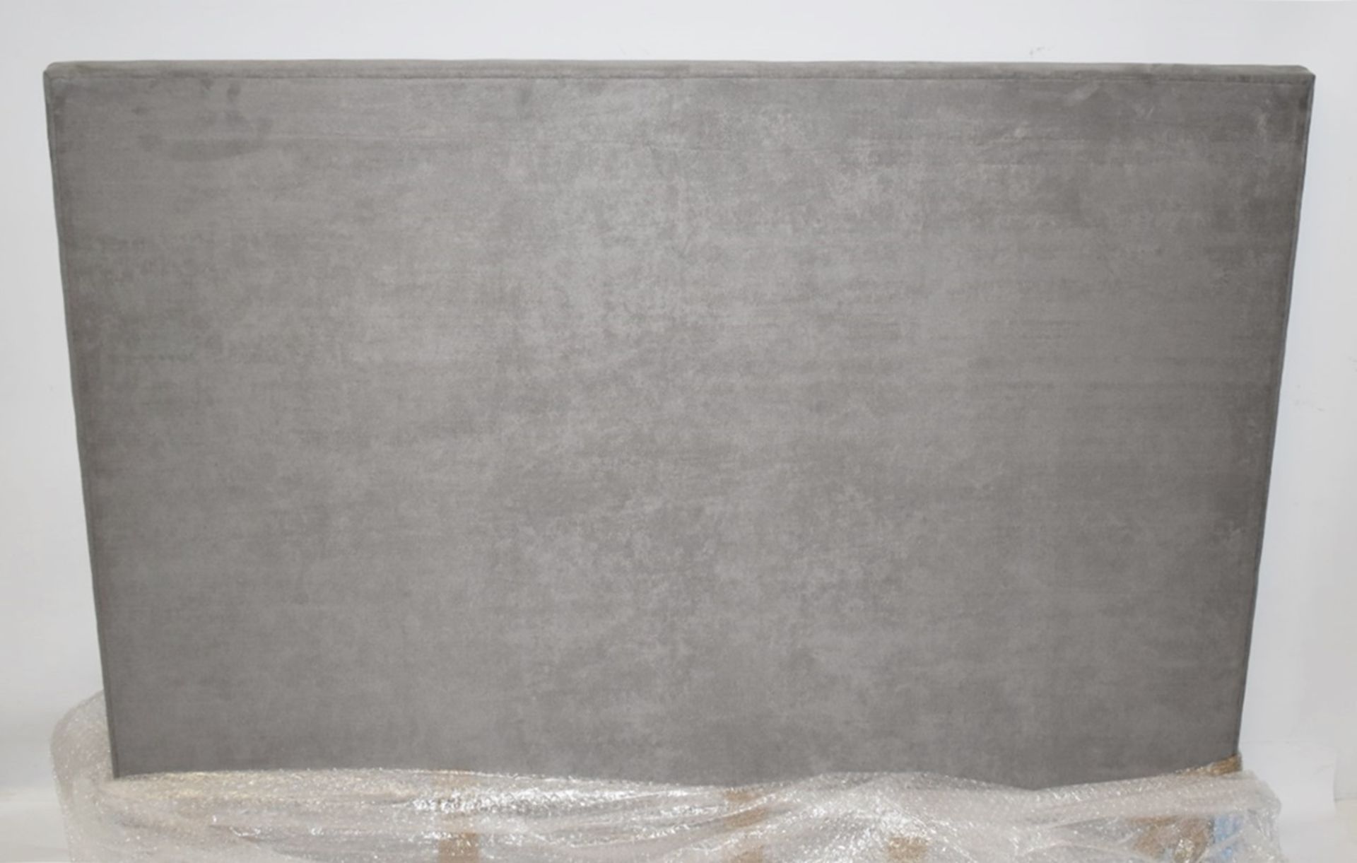 1 x VISPRING 'Hera' Luxury Handcrafted Double Headboard In A Grey Faux Suede - British Made - Image 6 of 6