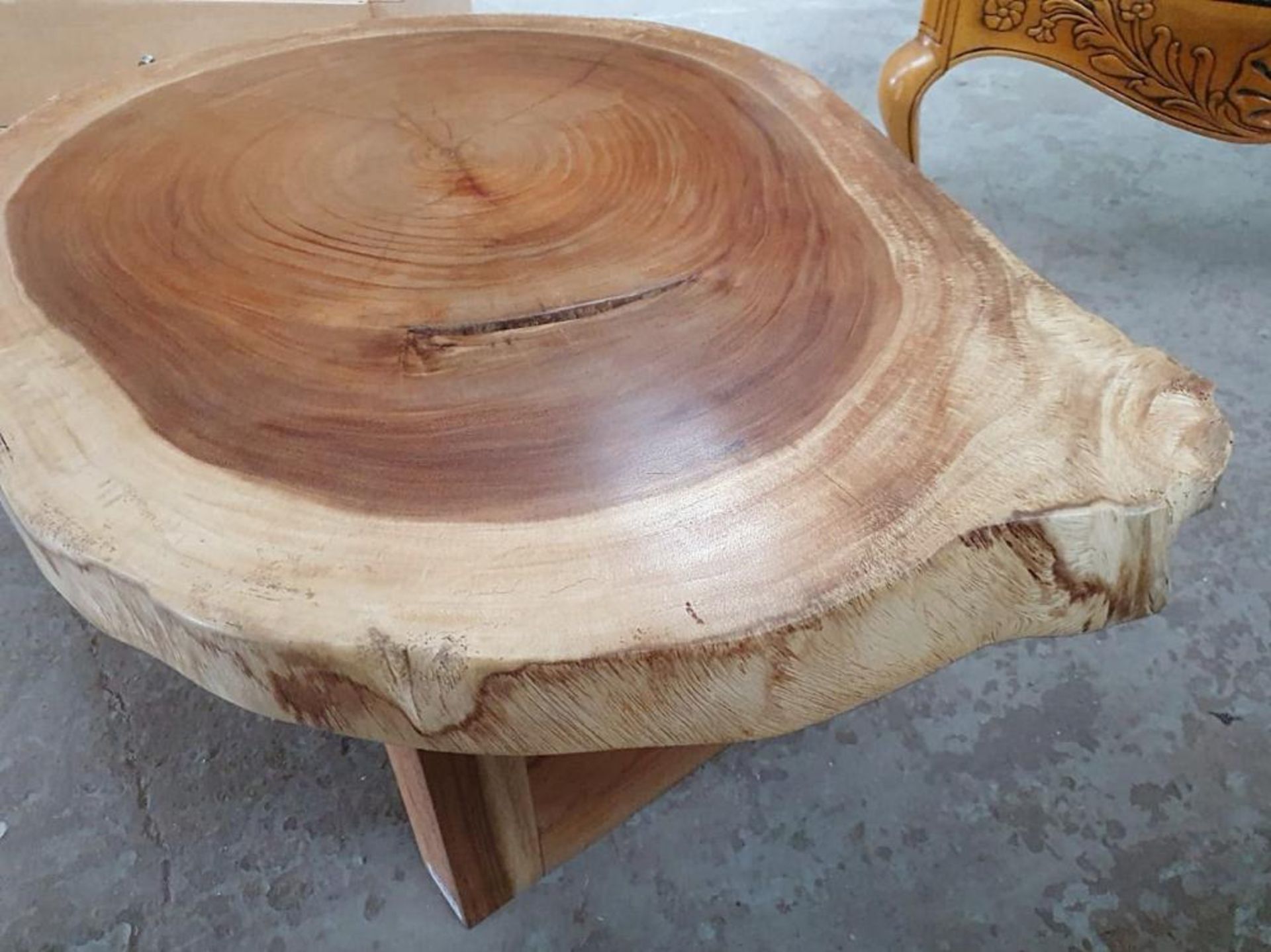 1 x Unique Reclaimed Solid Tree Trunk Coffee Table With Square Base - Dimensions (approx): Height 45 - Image 2 of 3