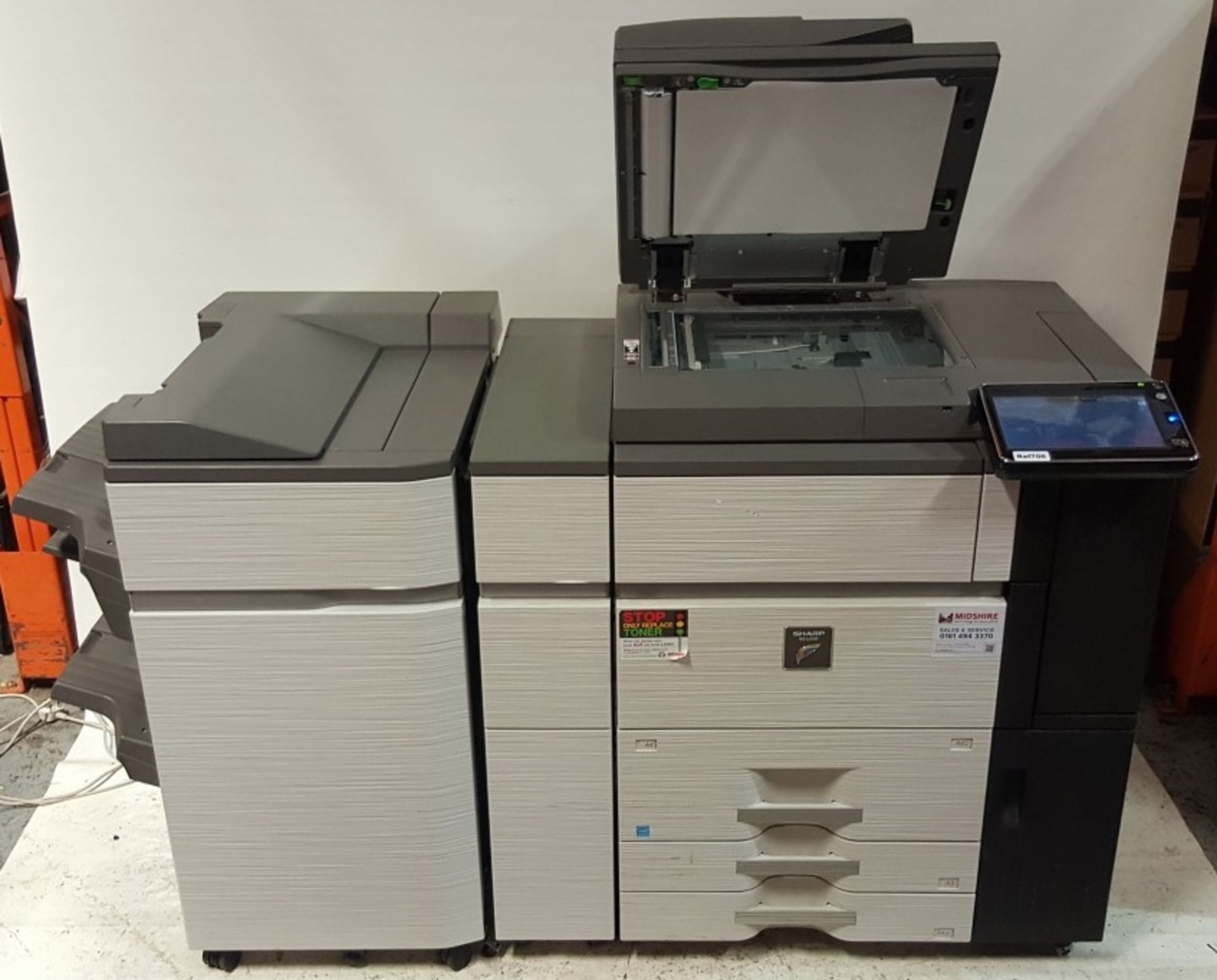 1 x Sharp MX6240N Office Photocopier Printer With Saddle Stitch Finisher & Curl Correction Unit - - Bild 5 aus 9