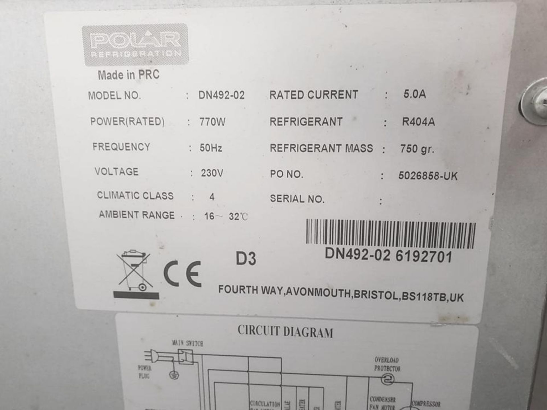 1 x POLAR DN492 Stainless Steel Blast Chiller Shock Freezer - Dimensions: H945 x W800 x D815mm - Rec - Image 5 of 8