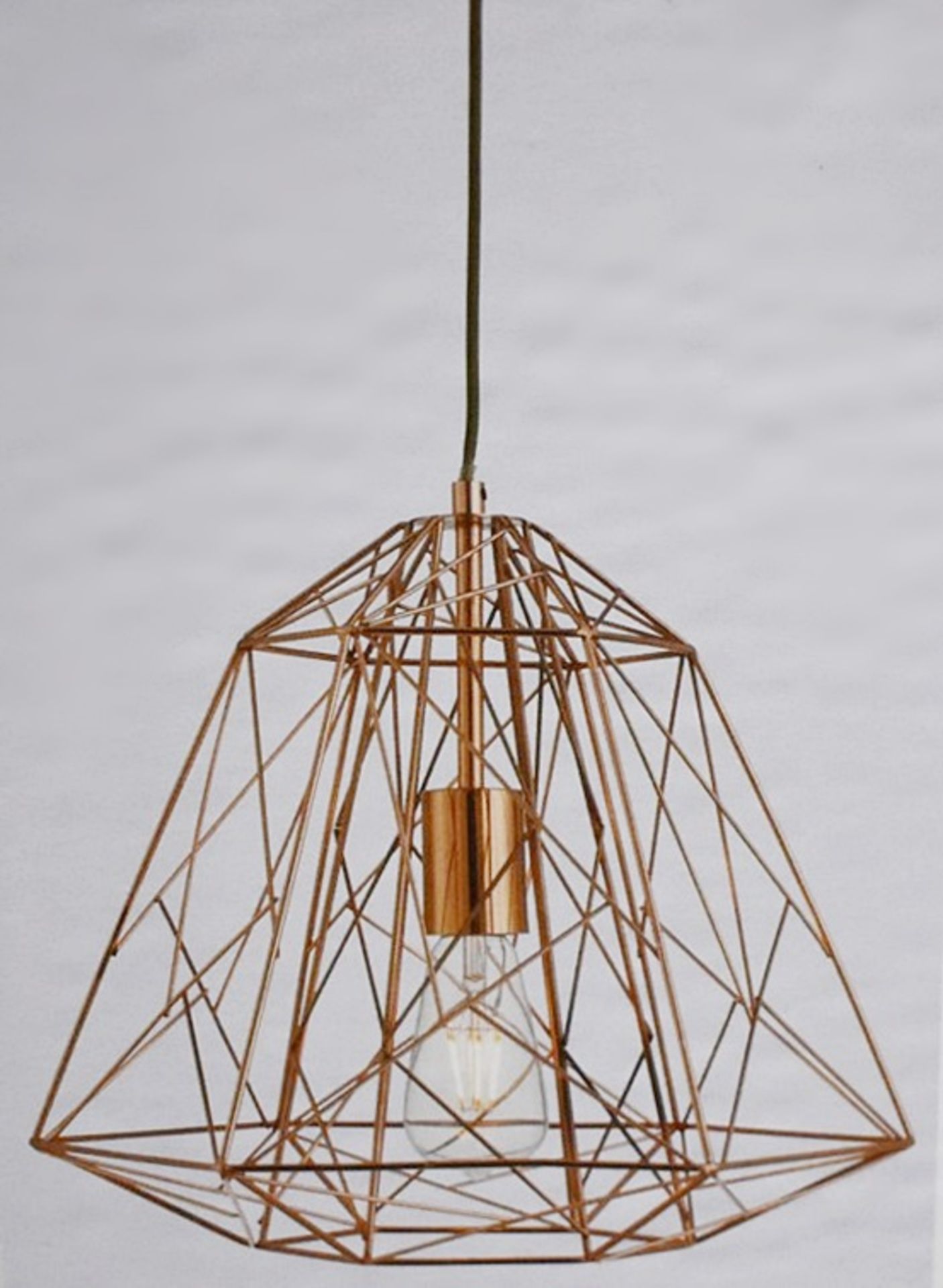 1 x Copper Geometric Cage Frame Pendant Light - New Boxed Stock - CL323 - Ref: 7271CU / PalH