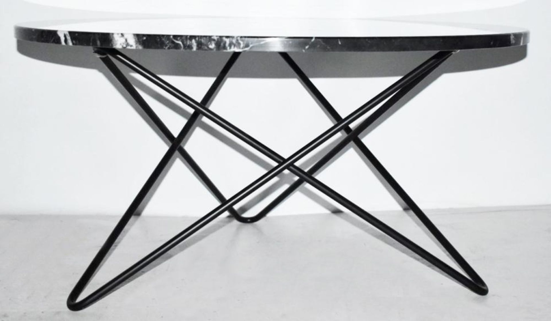 1 x OX DENMARQ 'O' 80cm Black Marquina Marble Topped Designer Table With a Black Steel Base - Recent - Bild 4 aus 4