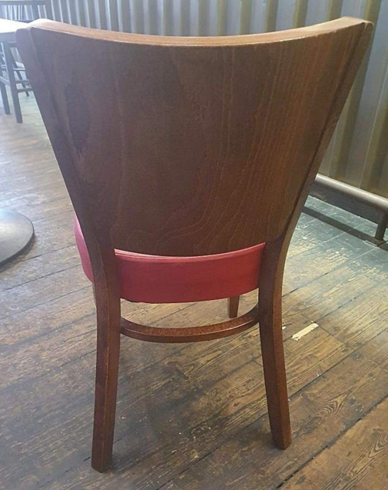 6 x Wooden Dining Chairs With Upholstered Seat Cushions In Red - Recently Taken From A Contemporary - Image 3 of 6