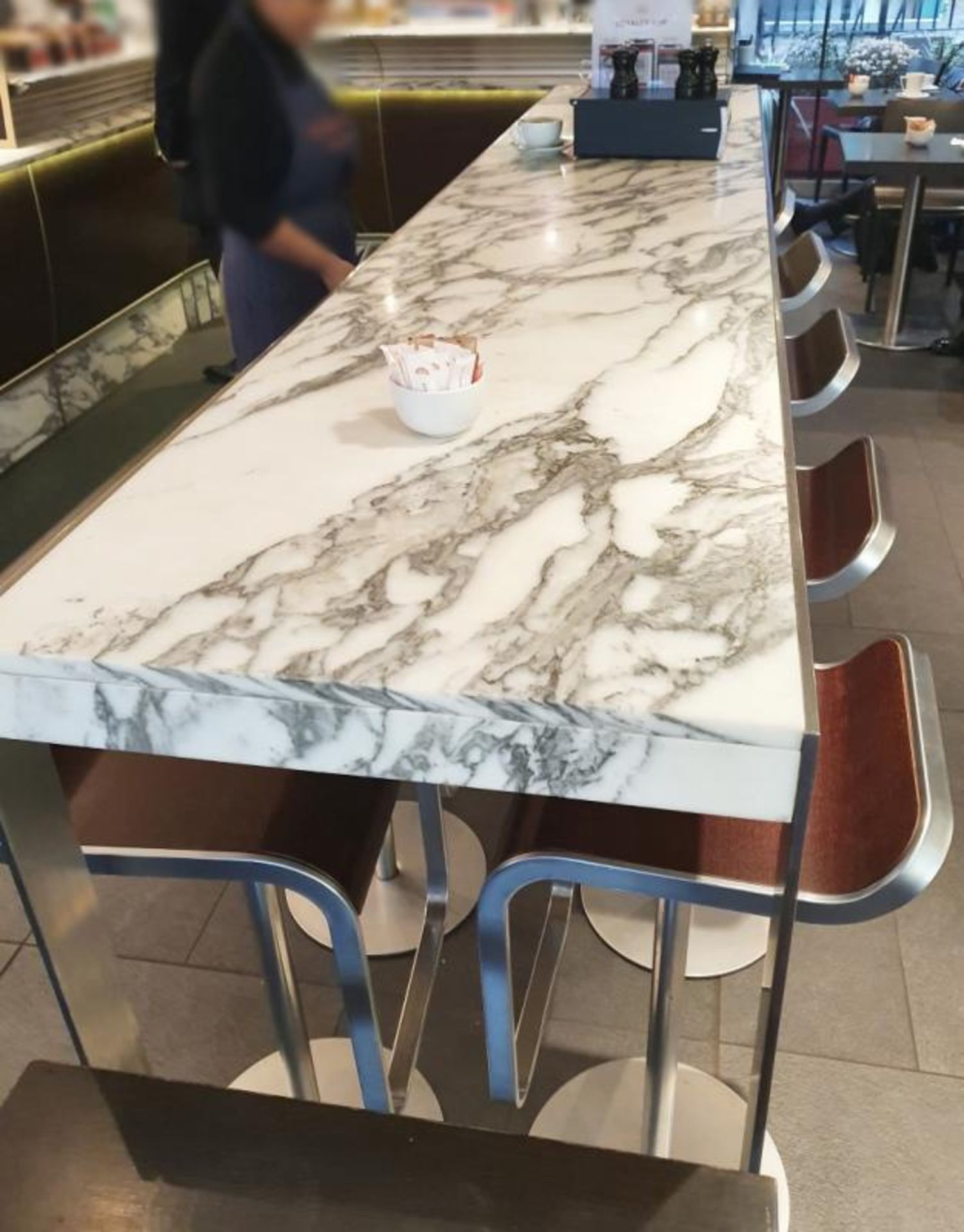 1 x White Marble/Granite Topped Cocktail Table - From A Milan-style City Centre Cafe