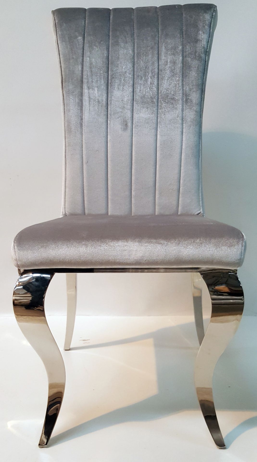 3 x STYLISH SILVER PLUSH VELOUR DRESSING/DINING TABLE CHAIRS - CL408 - Location: Altrincham WA14 - Image 3 of 5