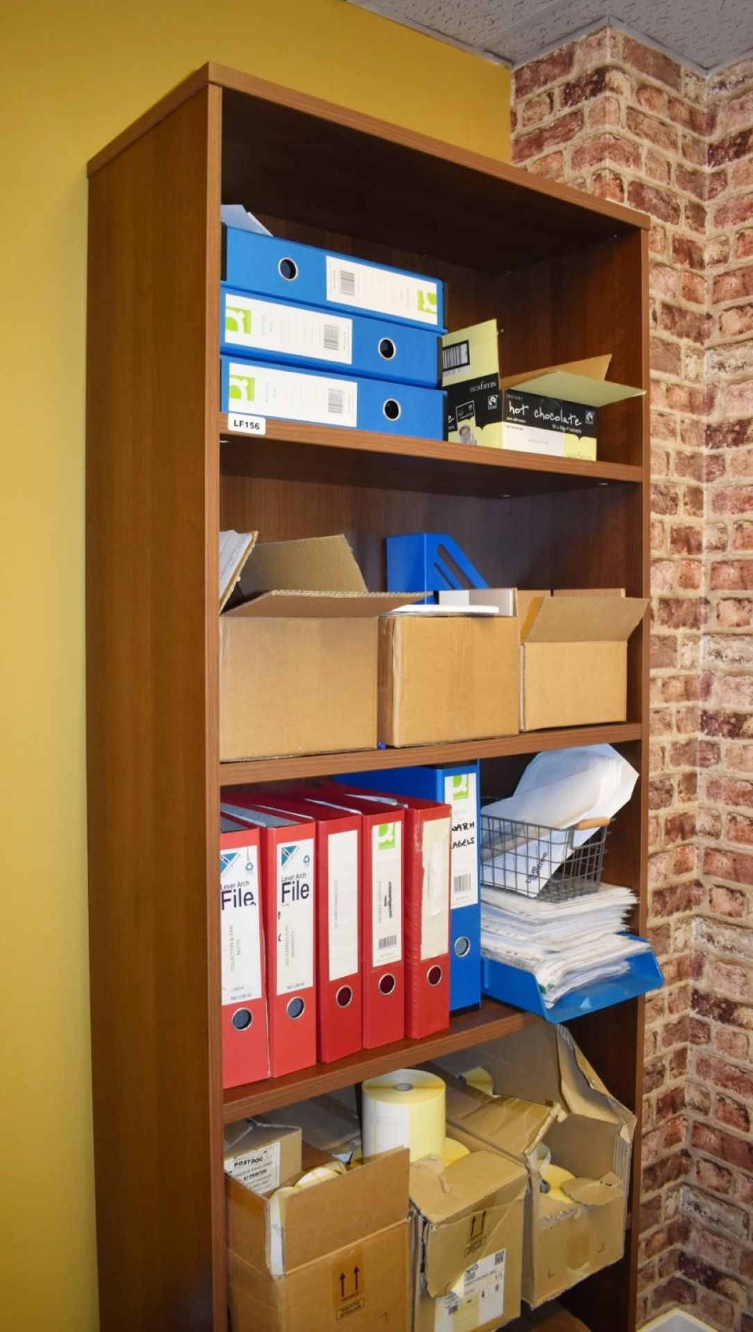 1 x Sturdy Office Bookcase With a Walnut Finish - Ideal For Storing Stationary and Files - Image 2 of 2