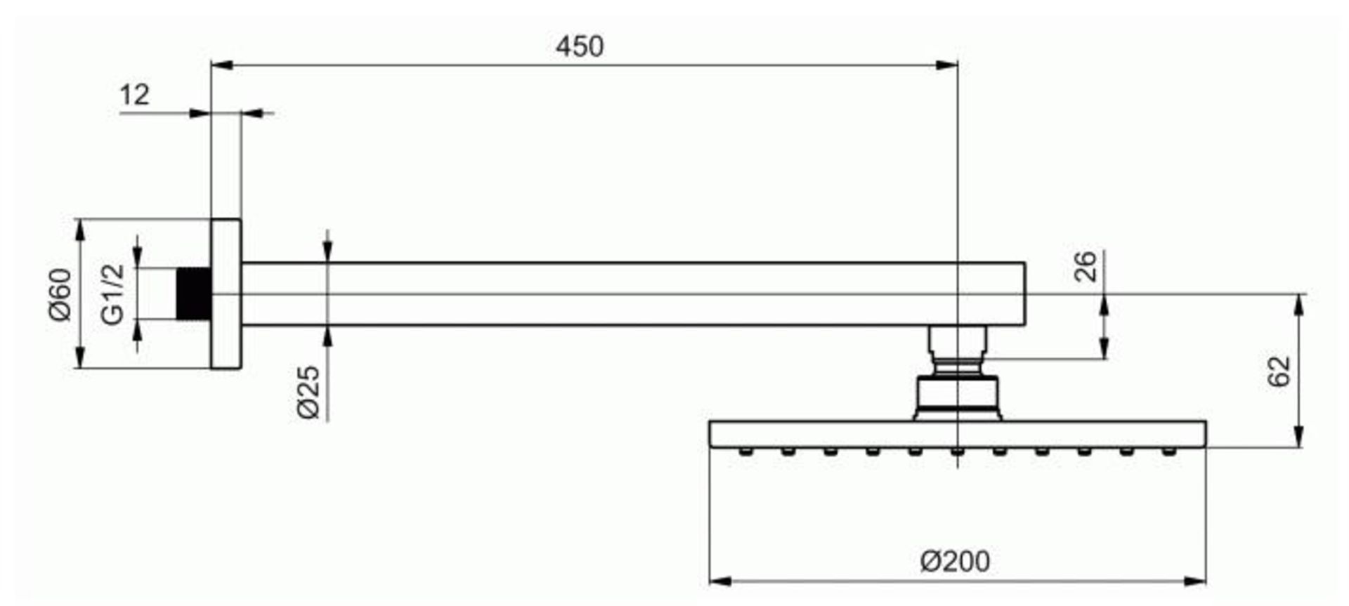 1 x Ideal Standard JADO "Glance" Rain Shower Head With Wall Arm (A4575AA) - Chrome Plated - New Boxe - Image 4 of 7