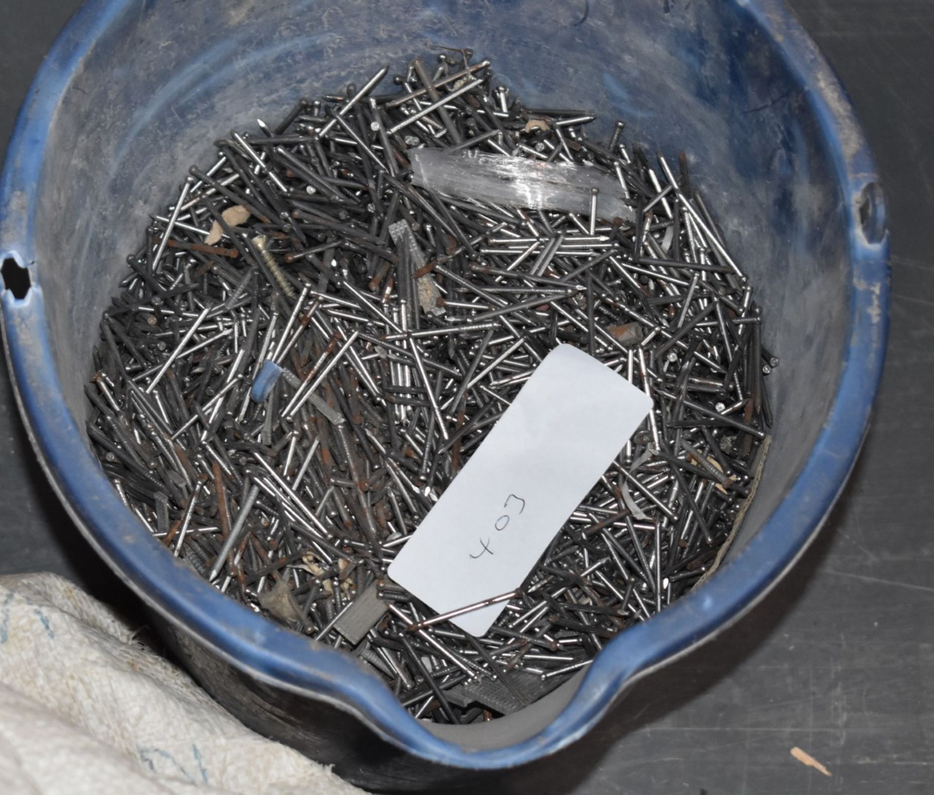 1 x Large Collection of Nails - Includes Large Sack, Box and Bucket Filled With Various Sized - Image 2 of 5