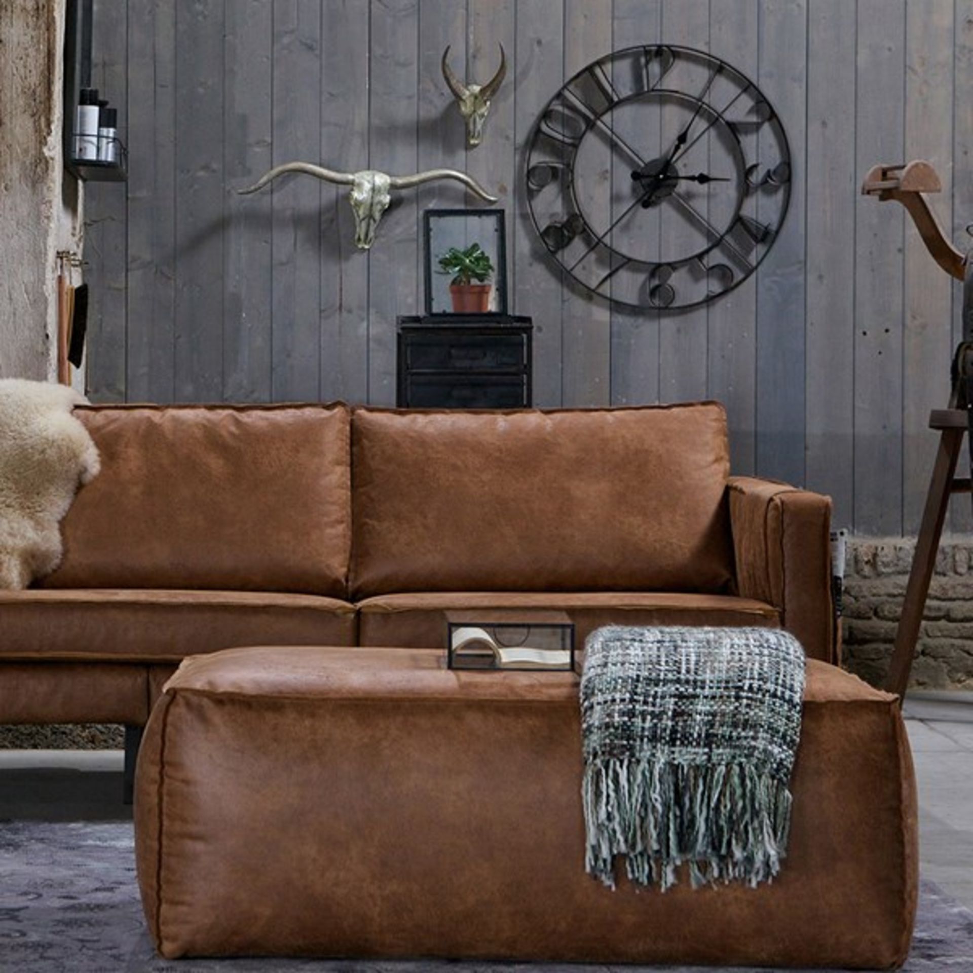 1 x Rodeo Two Seater Tan Leather Sofa With Kilburn & Scott Feather Cushions - Image 13 of 13