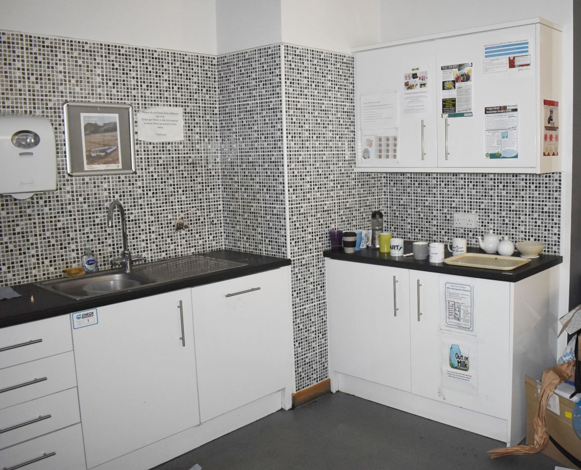 1 x White Gloss Fitted Kitchen With Stainless Steel Sink and Mixer Tap, Two Integrated Fridges and - Image 2 of 8