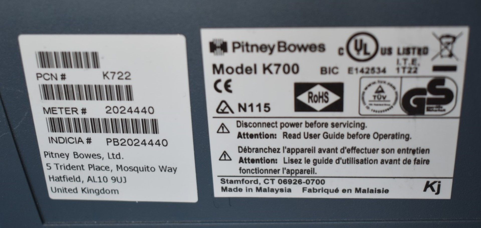 1 x Pitney Bowes K700 Mailstation Franking Machine With USB Communications Device - Image 2 of 4