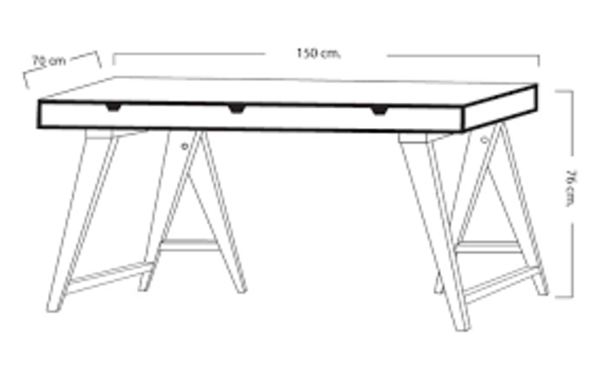 4 x Blue Suntree Ellwood Trestle Office Desks in White With Wooden Legs - Unchecked Customer Returns - Image 4 of 4