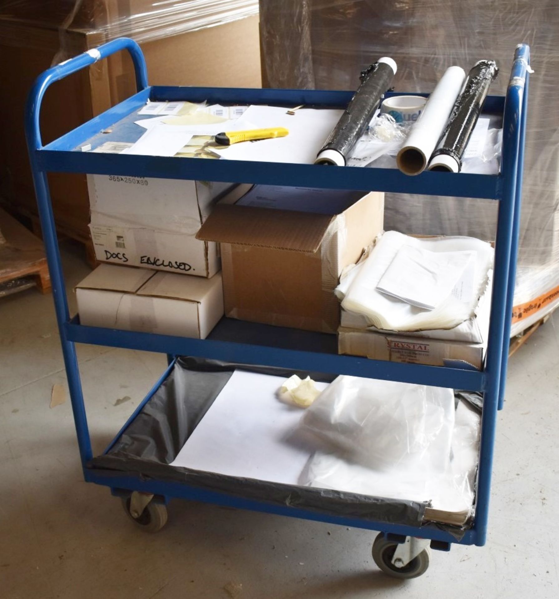 1 x Warehouse Trolley With Castors, Push/Pull Handles and Three Tier Shelves - Dimensions: H93 x W85 - Image 2 of 2