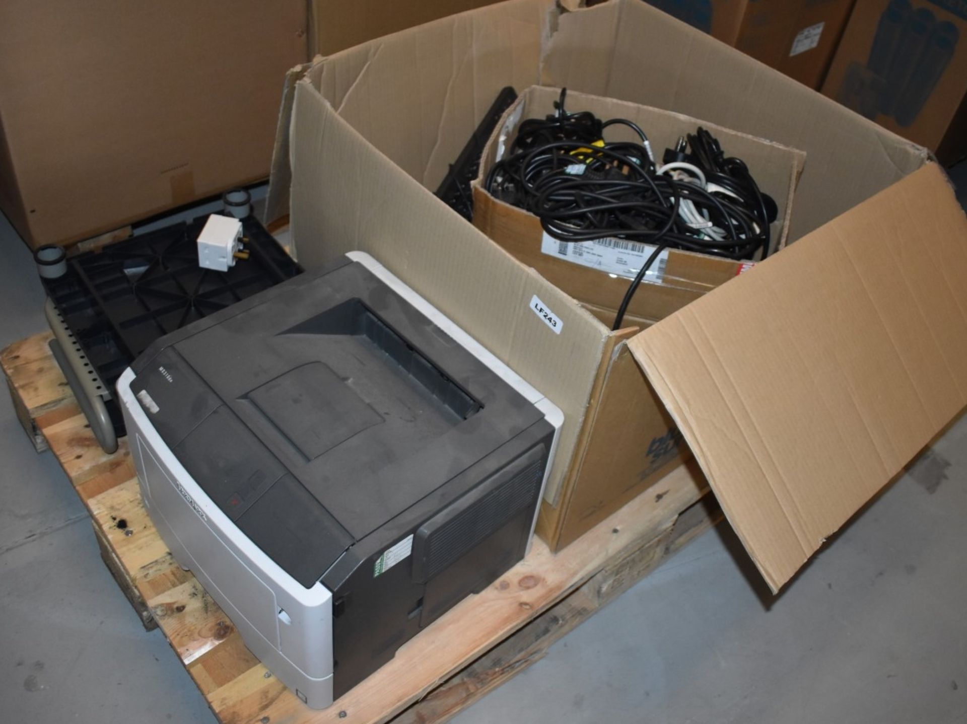 1 x Assorted Pallet Lot of Computer Equipment - Includes Laser Printer, Kettle Leads, And More!