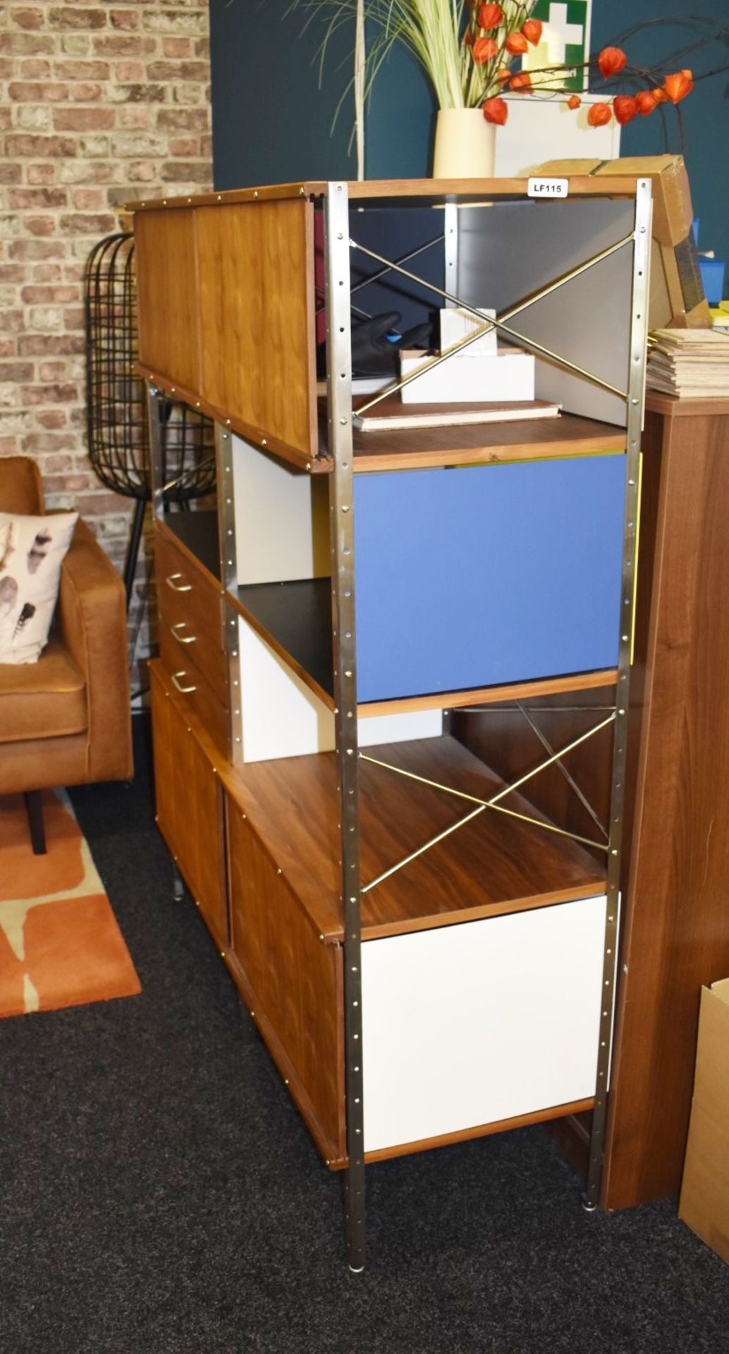 1 x Tall Sideboard Cabinet With Sliding Door Cupboards, Shelves, and Open Display Shelves - Image 6 of 7