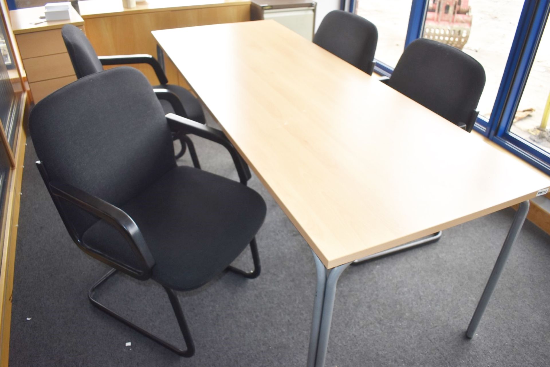 1 x Boardroom Meeting Table om Beech With 4 x Grey Fabric Chairs - Ref WW110 - H76 x W200 x D76 - Image 2 of 5