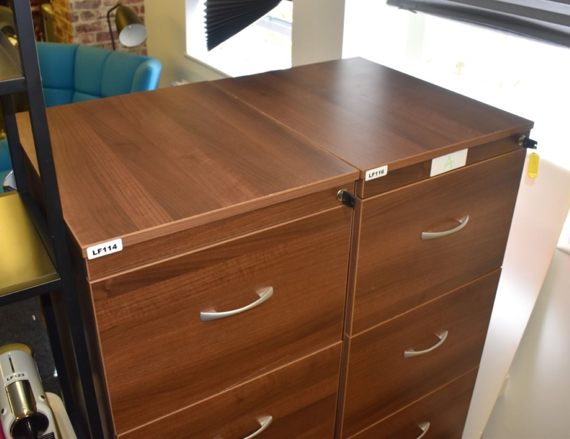 1 x Four Drawer Filing Cabinet With Walnut Finish - Keys Included - H136 x W48 x D60 cm - Image 2 of 4