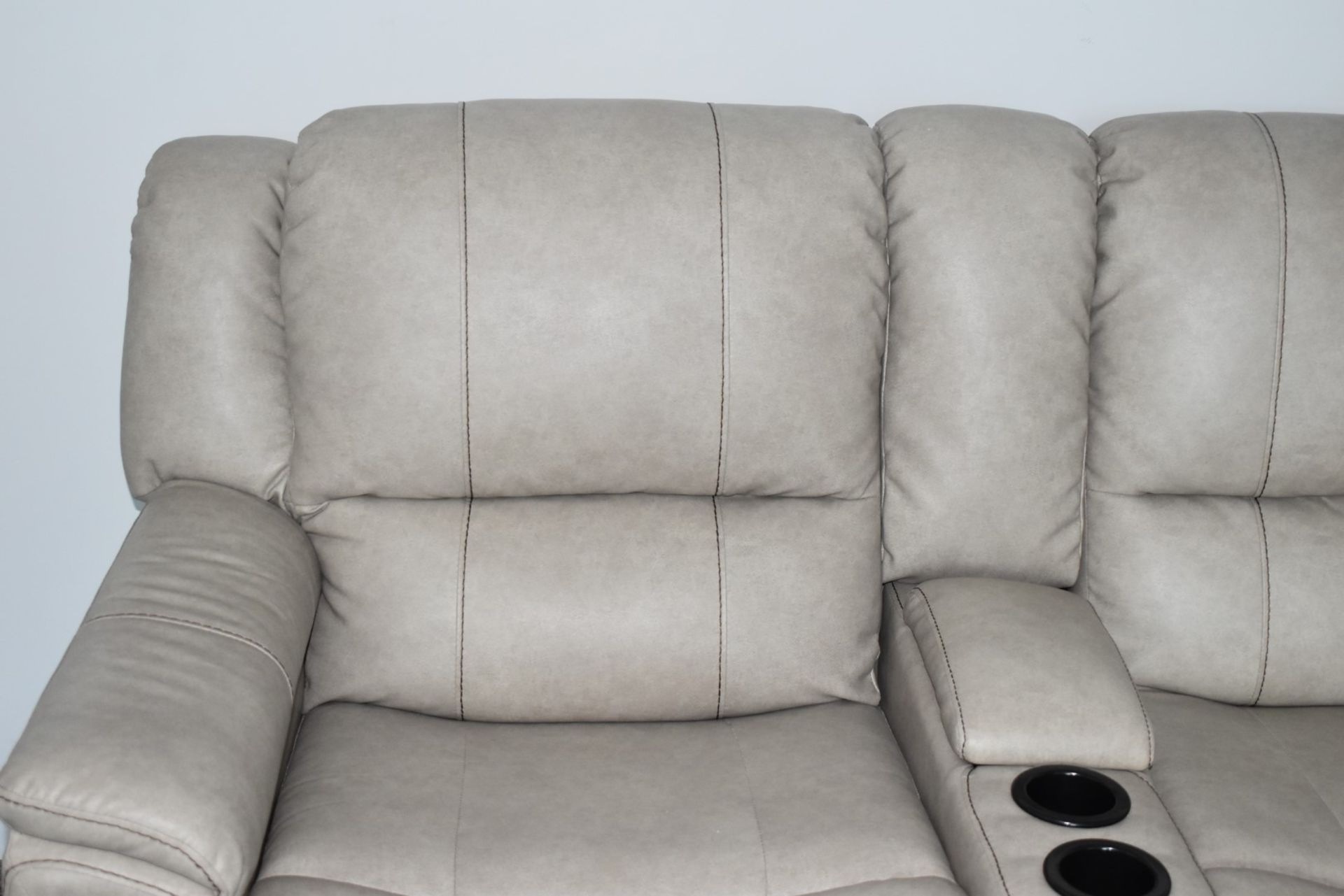 1 x Thomas Payne Reclining Wallhugger Theater Seating Love Seat Couch With Center Console and - Image 9 of 12