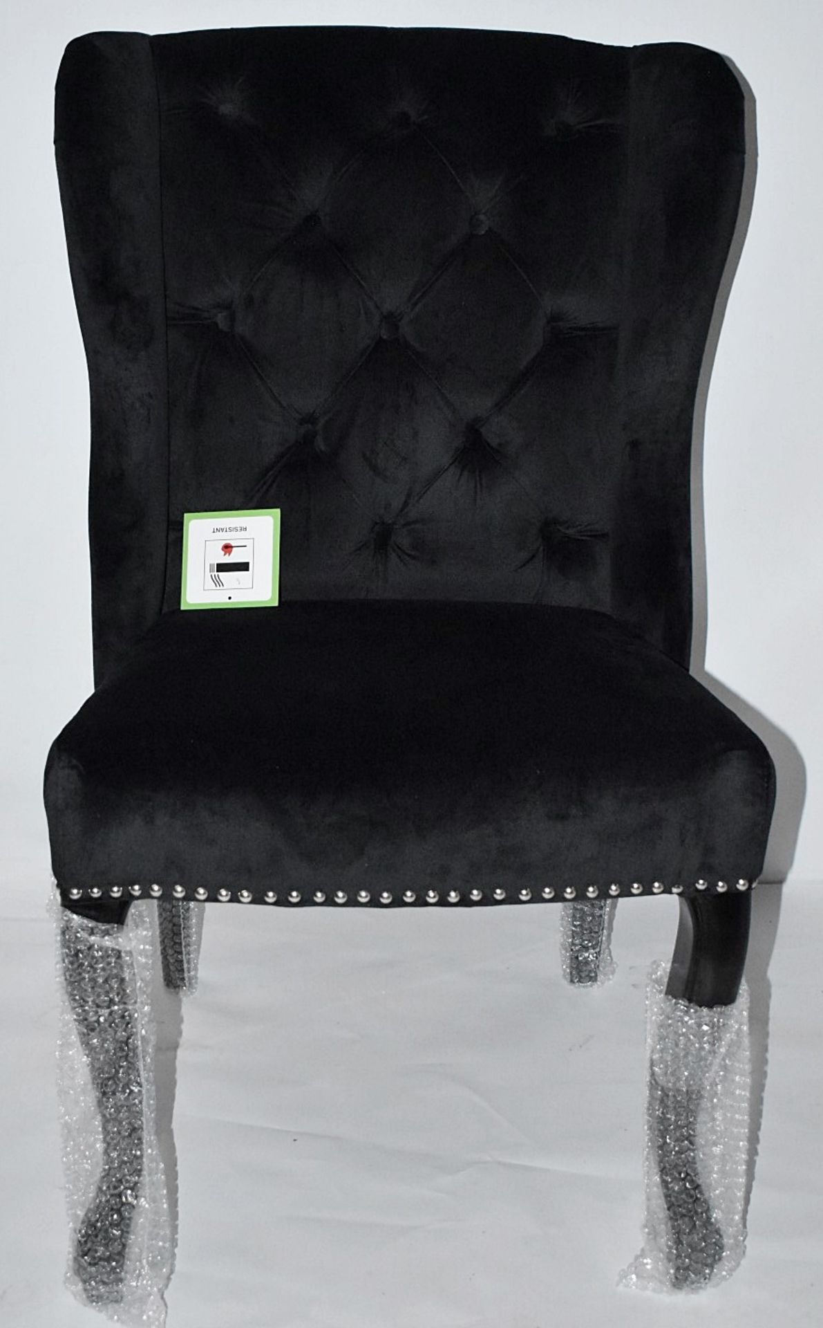 6 x HOUSE OF SPARKLES Luxury Wing Back Dining Chairs Richly Upholstered In BLACK Velvet - Brand - Image 3 of 11