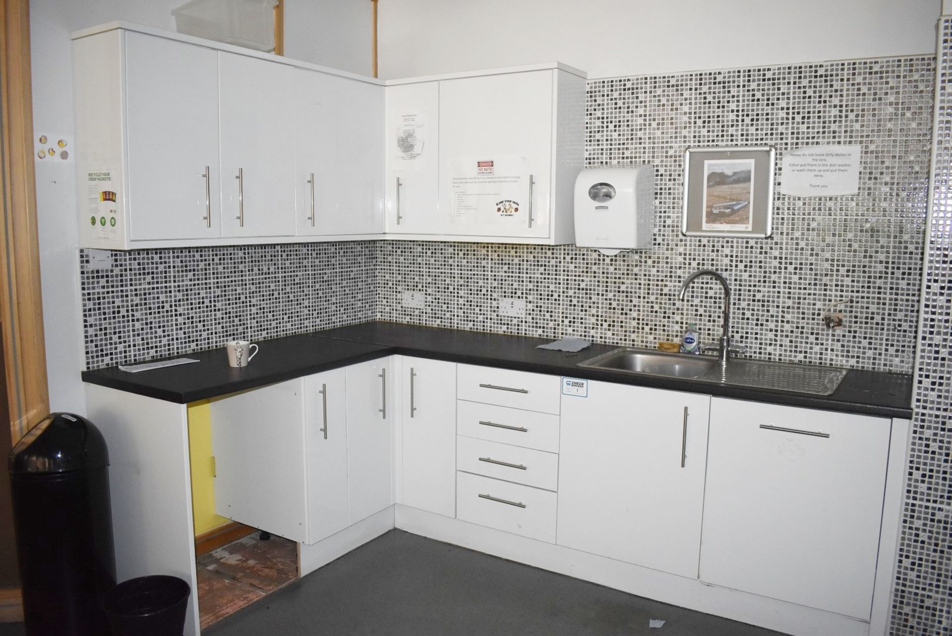 1 x White Gloss Fitted Kitchen With Stainless Steel Sink and Mixer Tap, Two Integrated Fridges and