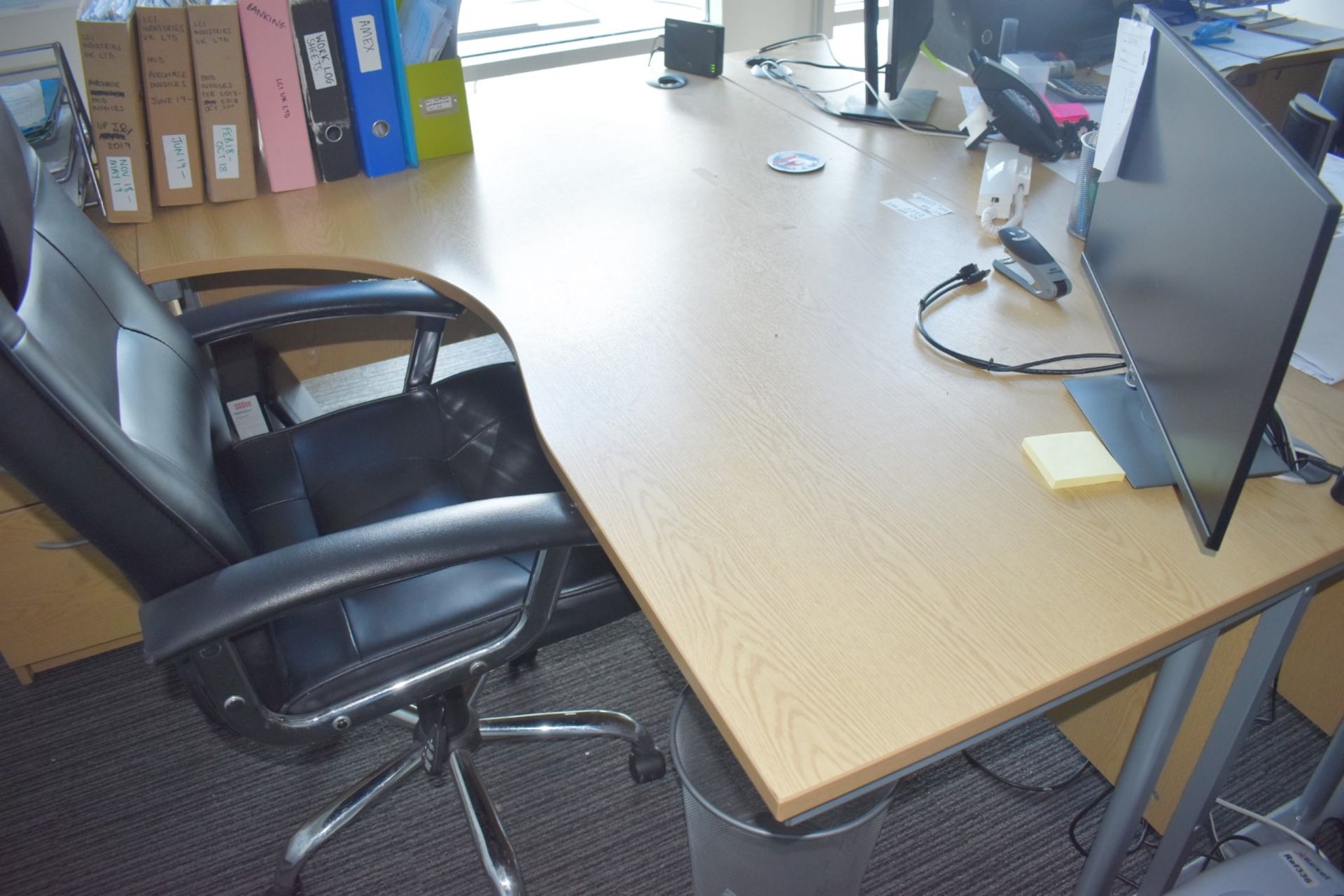 1 x Collection of Office Furniture - Includes 2 x Office Desks, 2 x Executive Leather Swivel Chairs, - Image 2 of 7