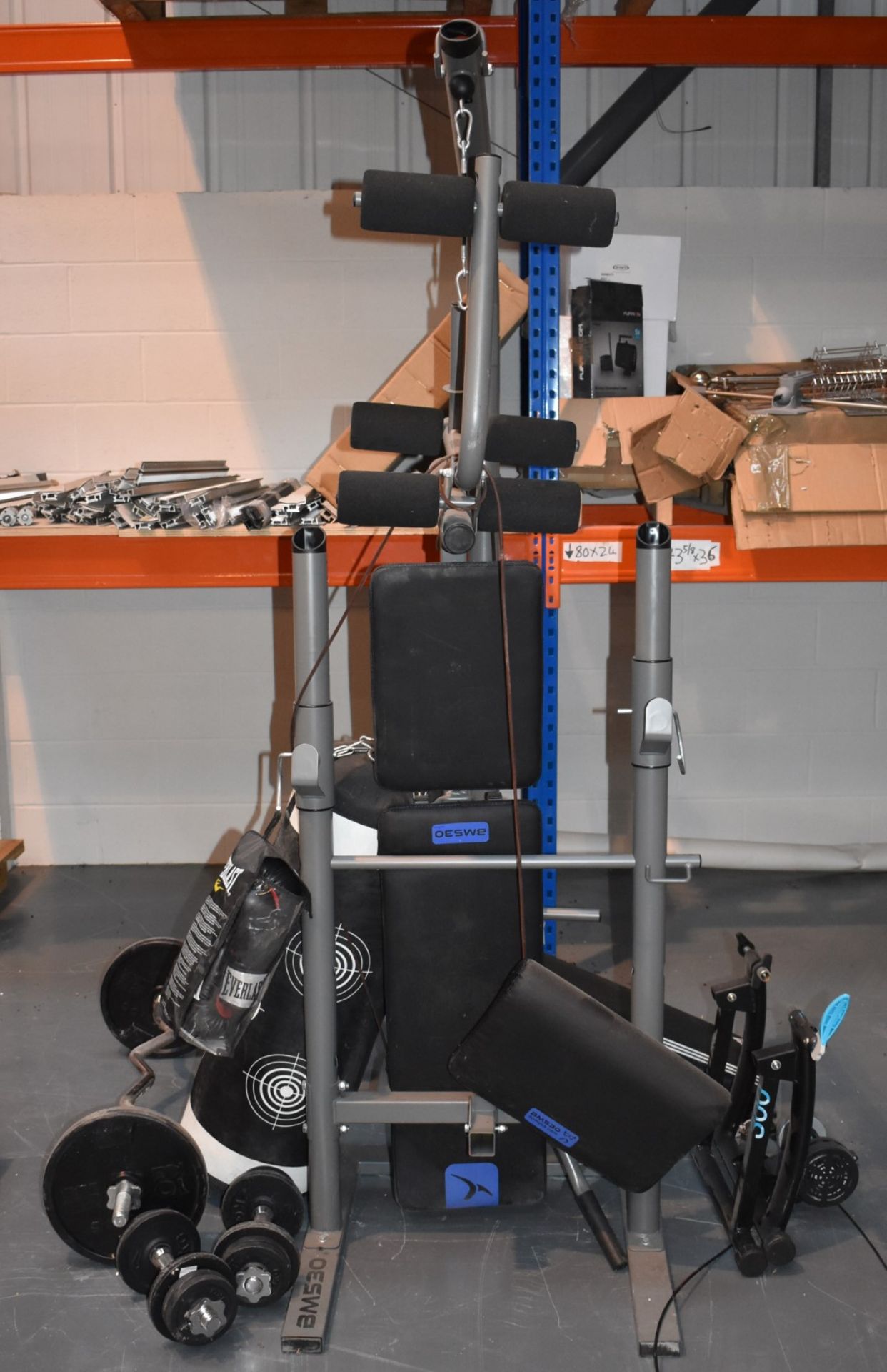 Assorted Collection of Gym Equipment - Includes Btwin 300 Multigym, Adidas Exercise Bench, Various