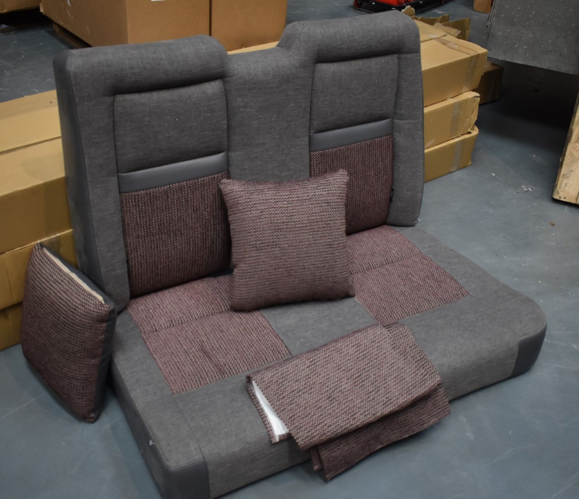 1 x Set of Rear Van Seats With Frame, Seatbelts, Headrests, Pillows, Spare Fabric and Fittings - - Image 2 of 13