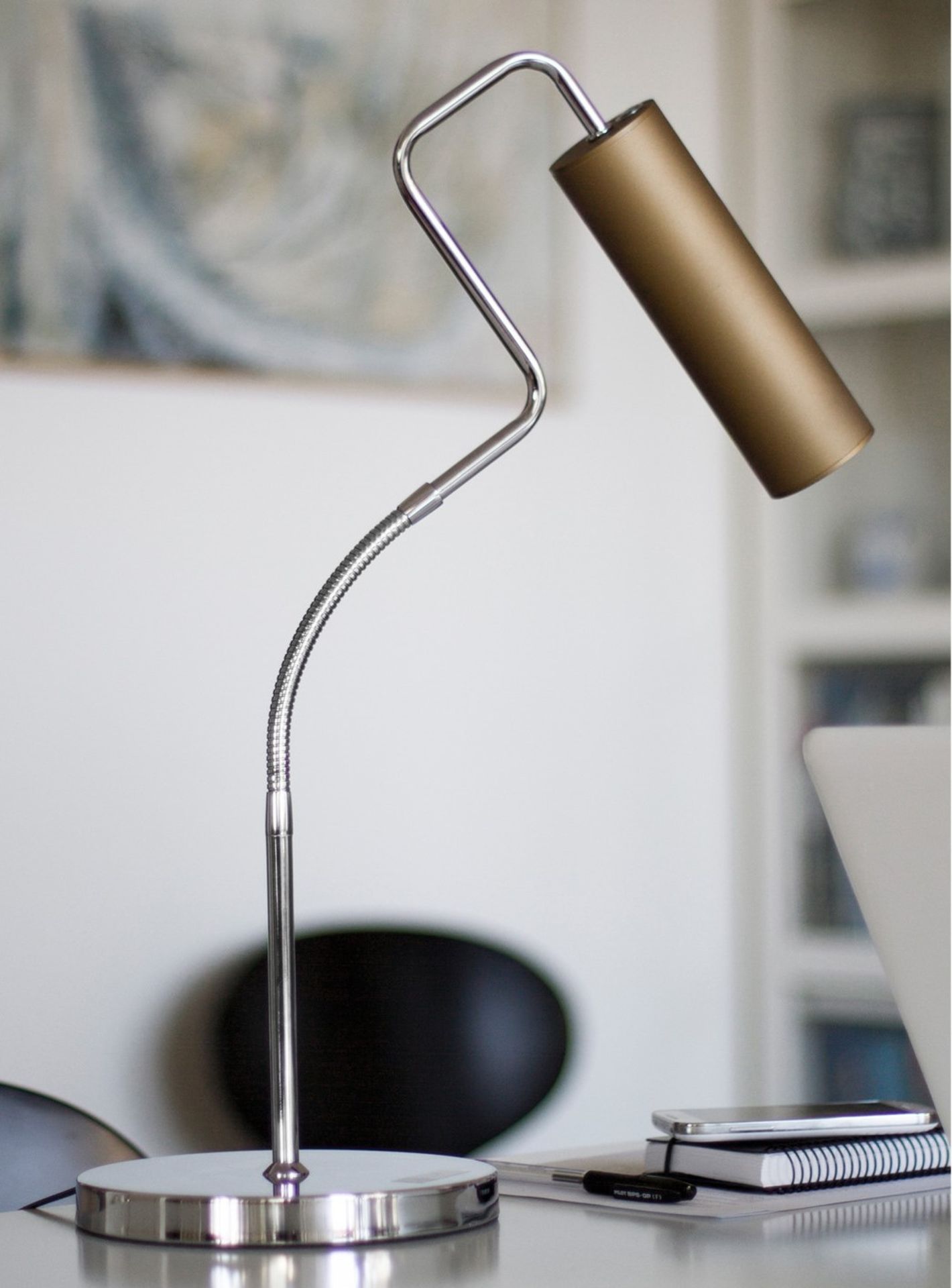 1 x Rydens Pontus Contemporary LED 5w Desk Lamp With Adjustable Flexi Head and Inline On/Off