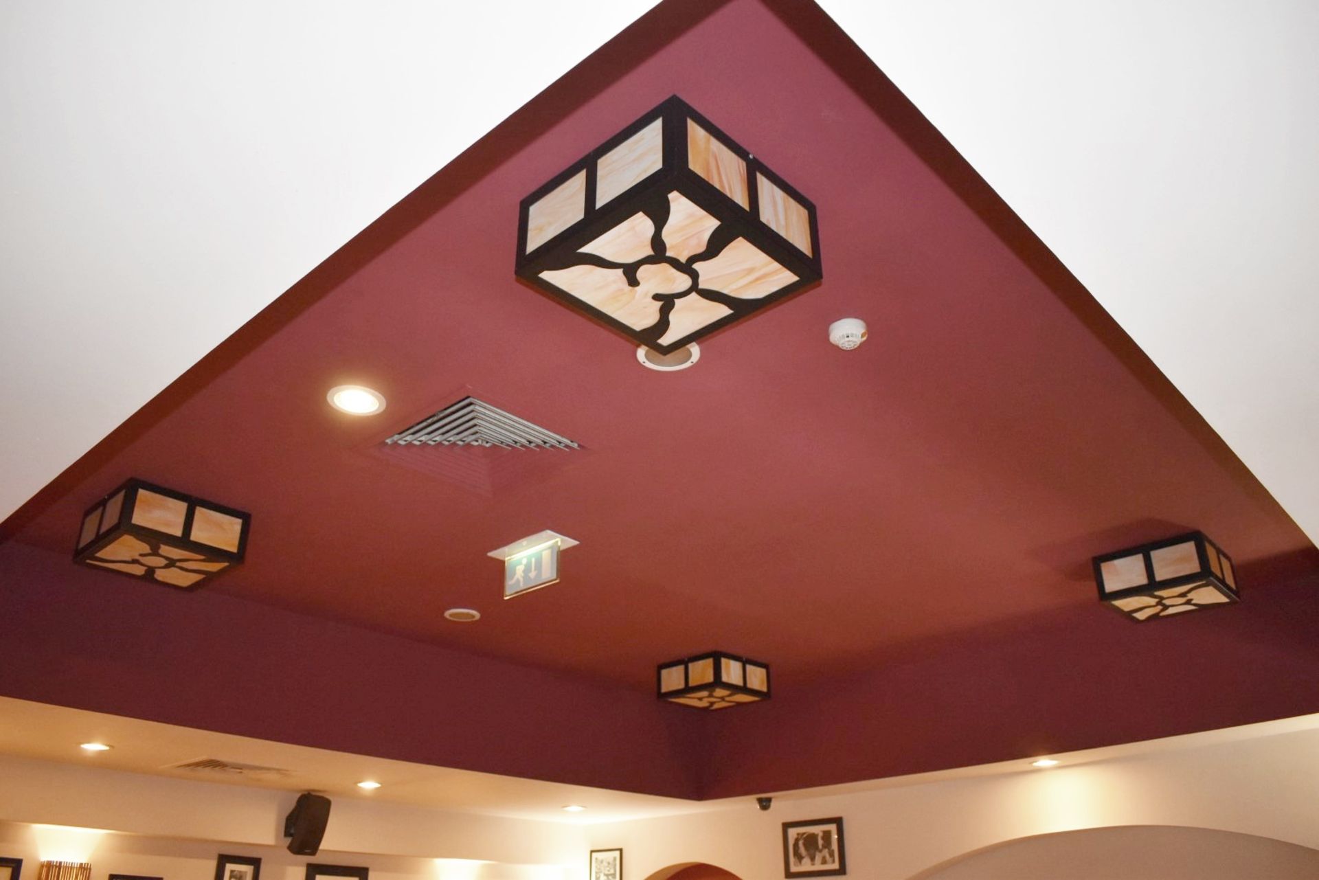 4 x Large Square Ceiling Lights With Artisan Glass Shades - Image 4 of 4