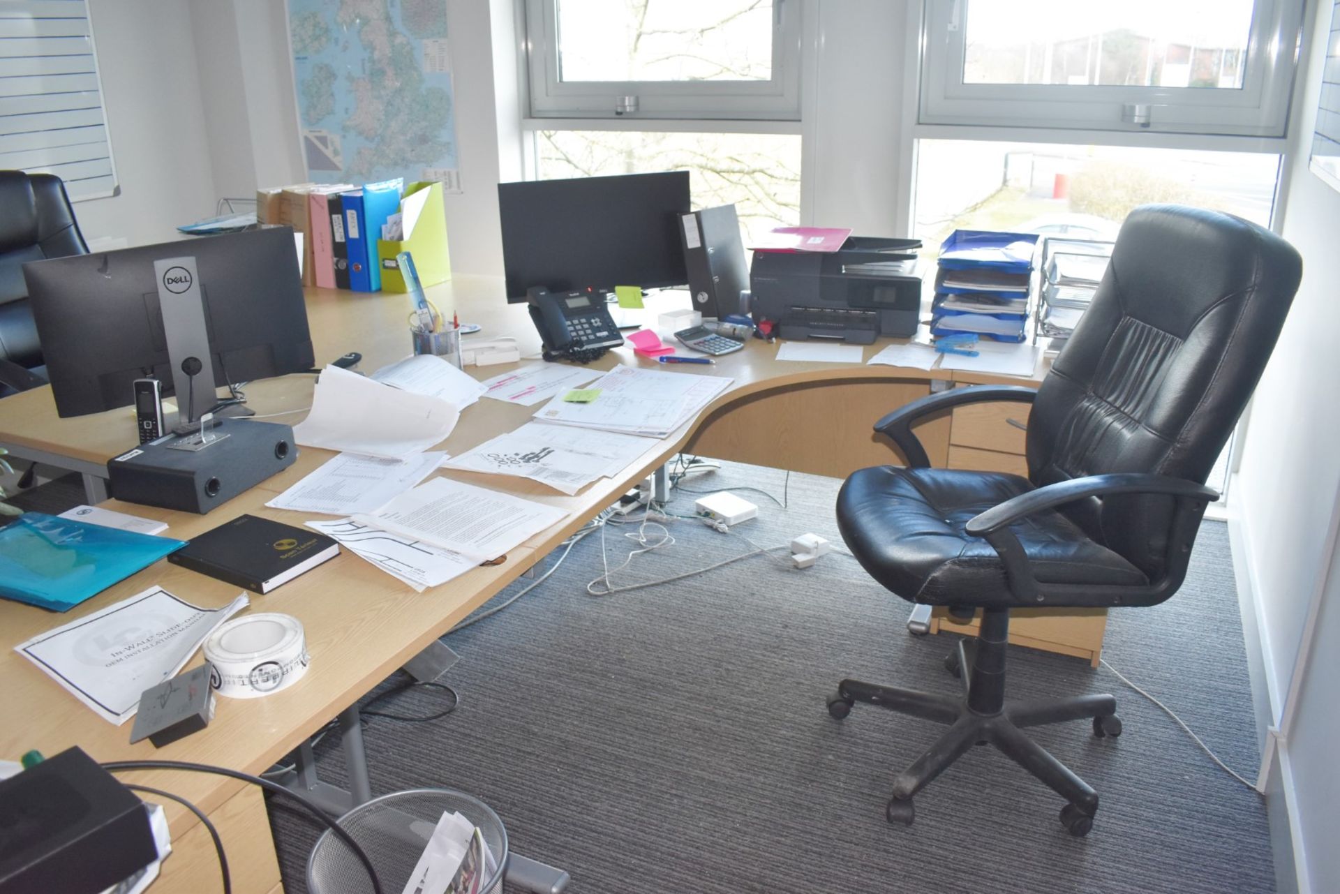 1 x Collection of Office Furniture - Includes 2 x Office Desks, 2 x Executive Leather Swivel Chairs, - Image 7 of 7