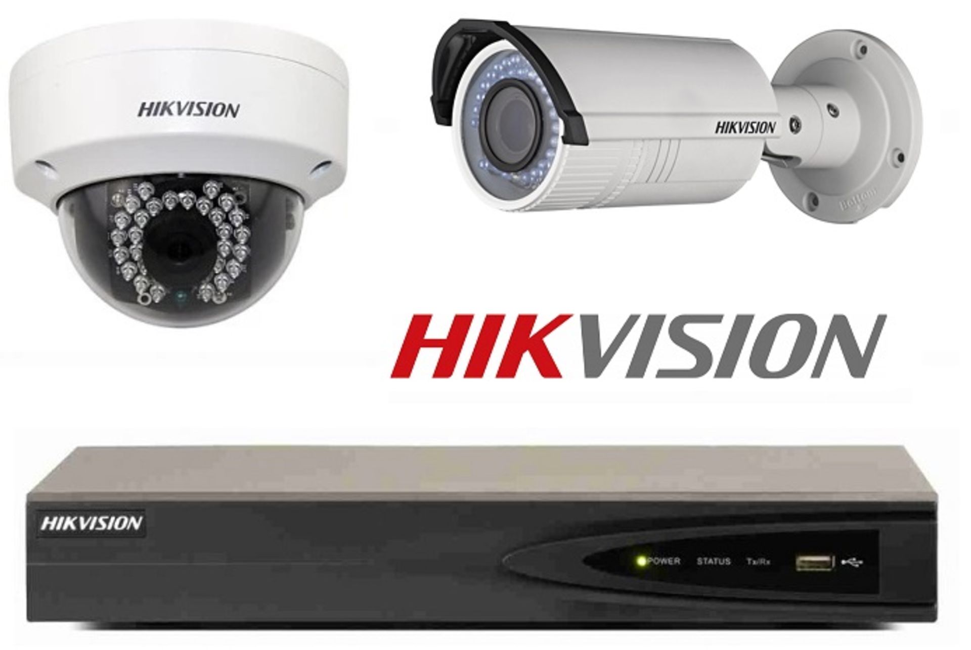 1 x Hikvision Digital CCTV 8 Channel Video Recorder With 7 x Infra Red Network Cameras