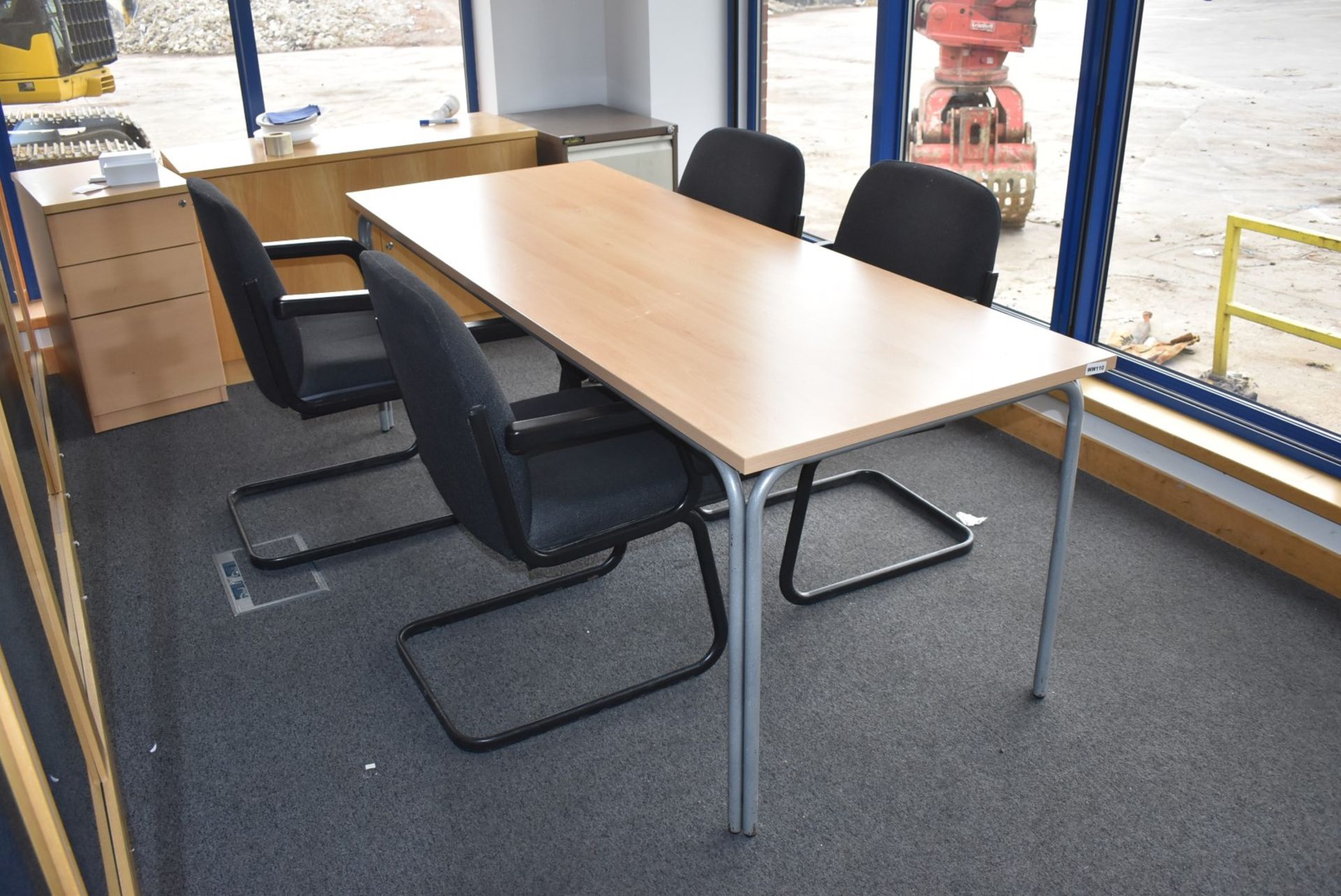 1 x Boardroom Meeting Table om Beech With 4 x Grey Fabric Chairs - Ref WW110 - H76 x W200 x D76 - Image 4 of 5