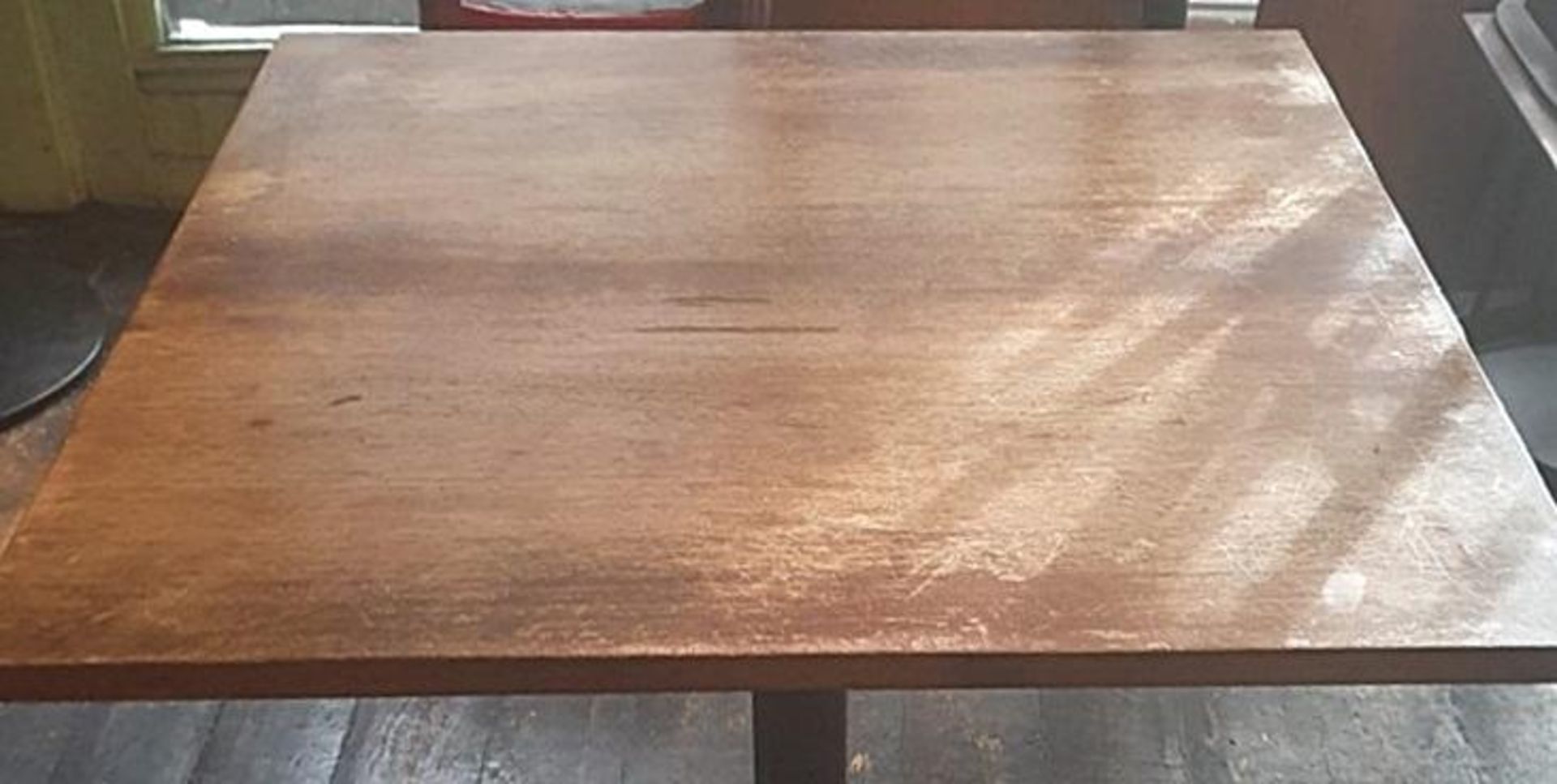 1 x Large Square Wooden Topped Bistro Table - Dimensions: 85 x 85 x H74cm - Recently Taken From A Co - Image 2 of 3