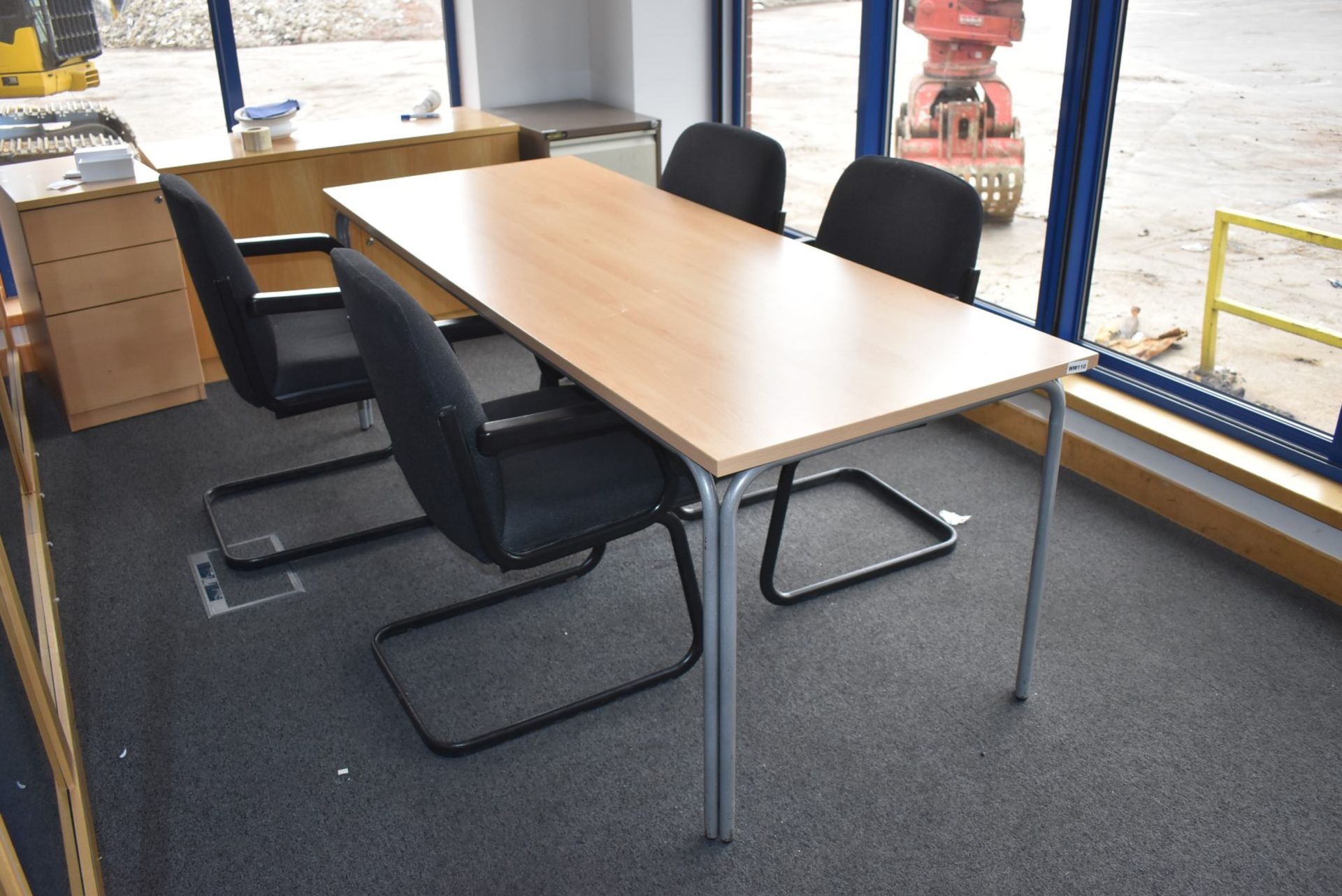 1 x Boardroom Meeting Table om Beech With 4 x Grey Fabric Chairs - Ref WW110 - H76 x W200 x D76 - Image 5 of 5
